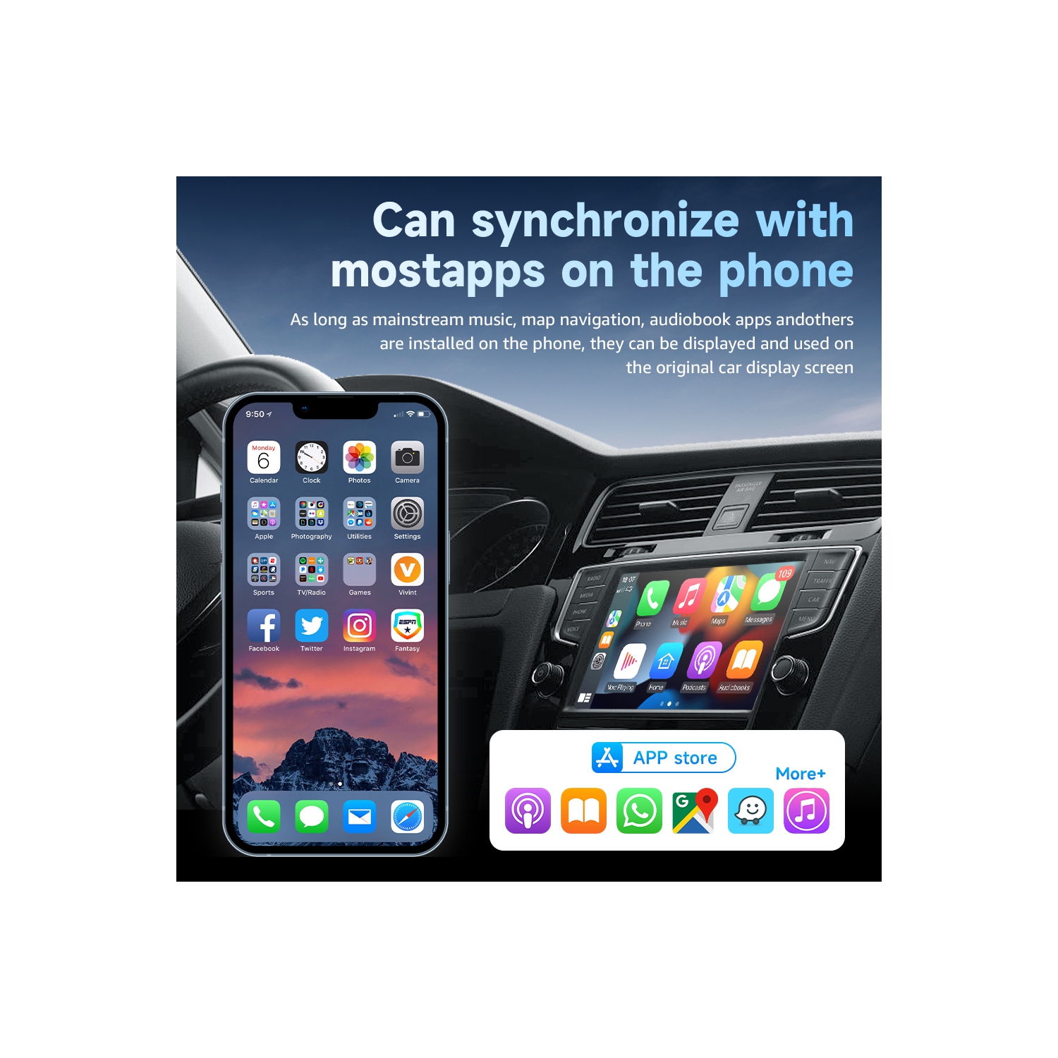 Carplay wired to wireless, car smart navigation adapter box two in one CarPlay and Android Auto wireless adapter, suitable for cars, plug and play,