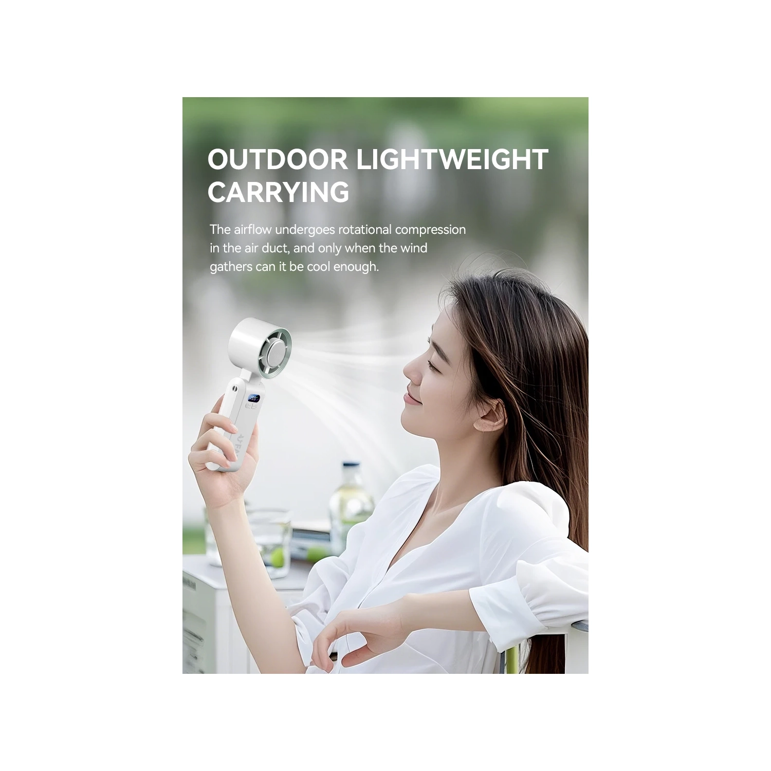 Ice high-speed handheld small fan, violent turbo fan portable rechargeable folding digital display fan 4000 mAh - ice + folding neck + 199 gear