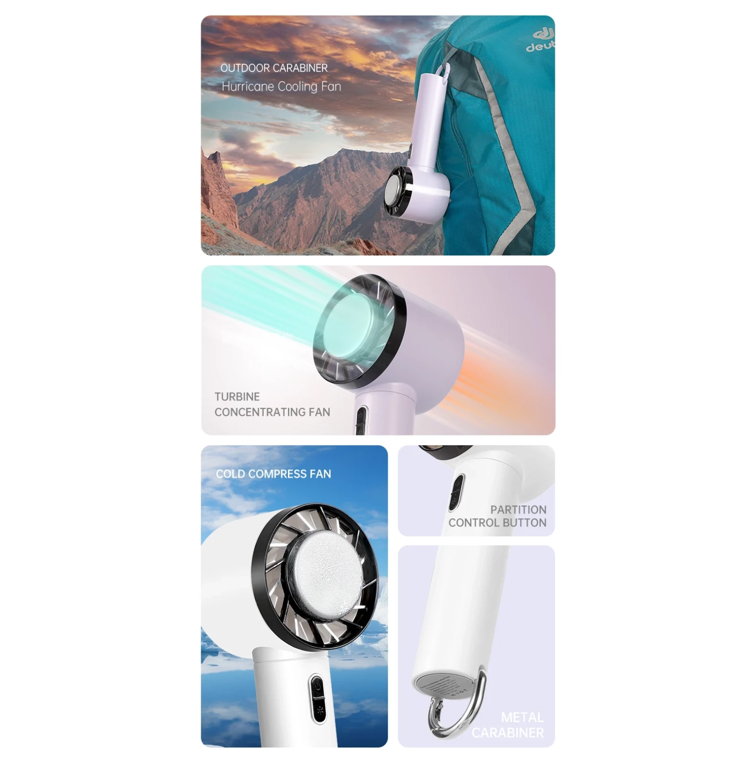 Ventilateur portatif de réfrigération à semi-conducteur, mini compresseur à froid portatif pour l'extérieur charge USB haute puissance éolienne,