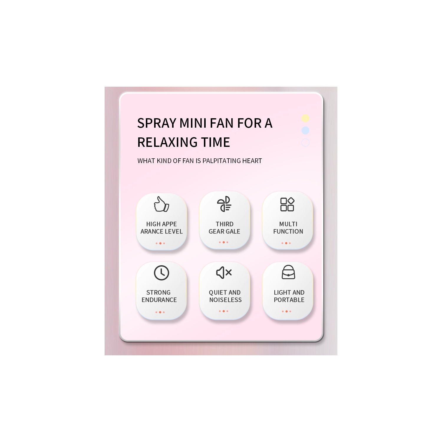 Handheld spray fan, cooling fan USB portable small fan, desktop fan, 500mAh-800mAh, 3 wind speeds - pink