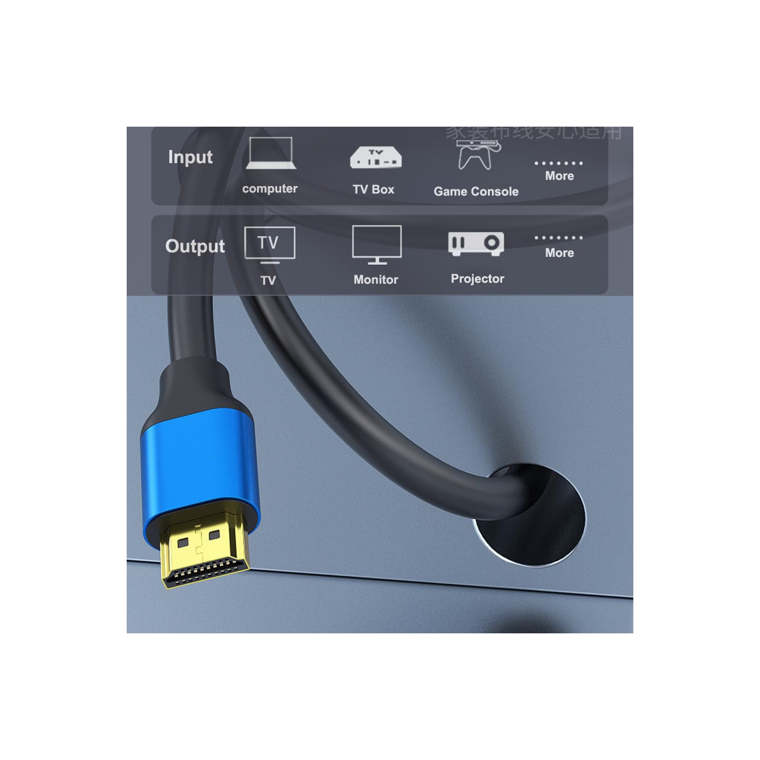 câble hdmi version 2,0, câble de connexion de moniteur d'ordinateur 4k, câble hd de données de projecteur de télévision, 5 mètres