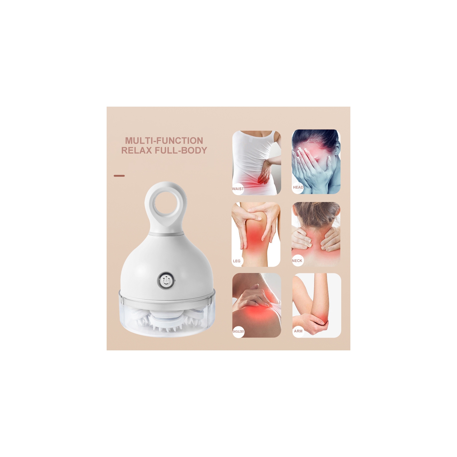 K118 Head Massager Head, Therapeutic and De-stressing Acupoint Electric Meridian Brush, Waterproof Kneading Handheld Scalp Massager