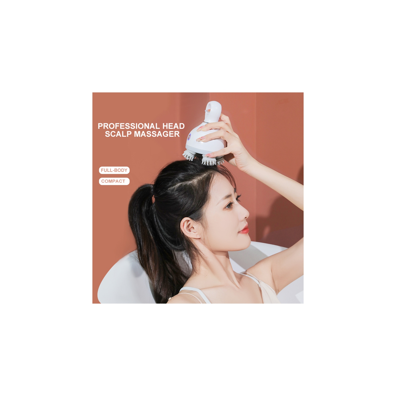 K118 Head Massager Head, Therapeutic and De-stressing Acupoint Electric Meridian Brush, Waterproof Kneading Handheld Scalp Massager