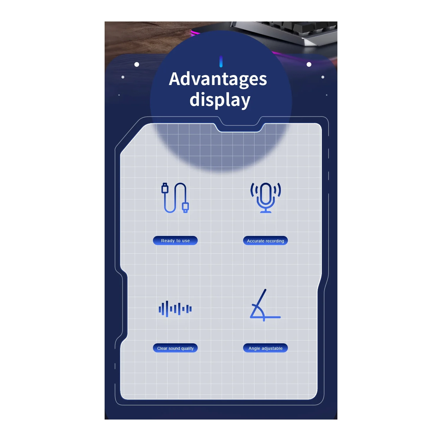 Game microphone, USB microphone RGB live broadcast condenser microphone, singing recording, USB colorful light mobile phone laptop game microphone -