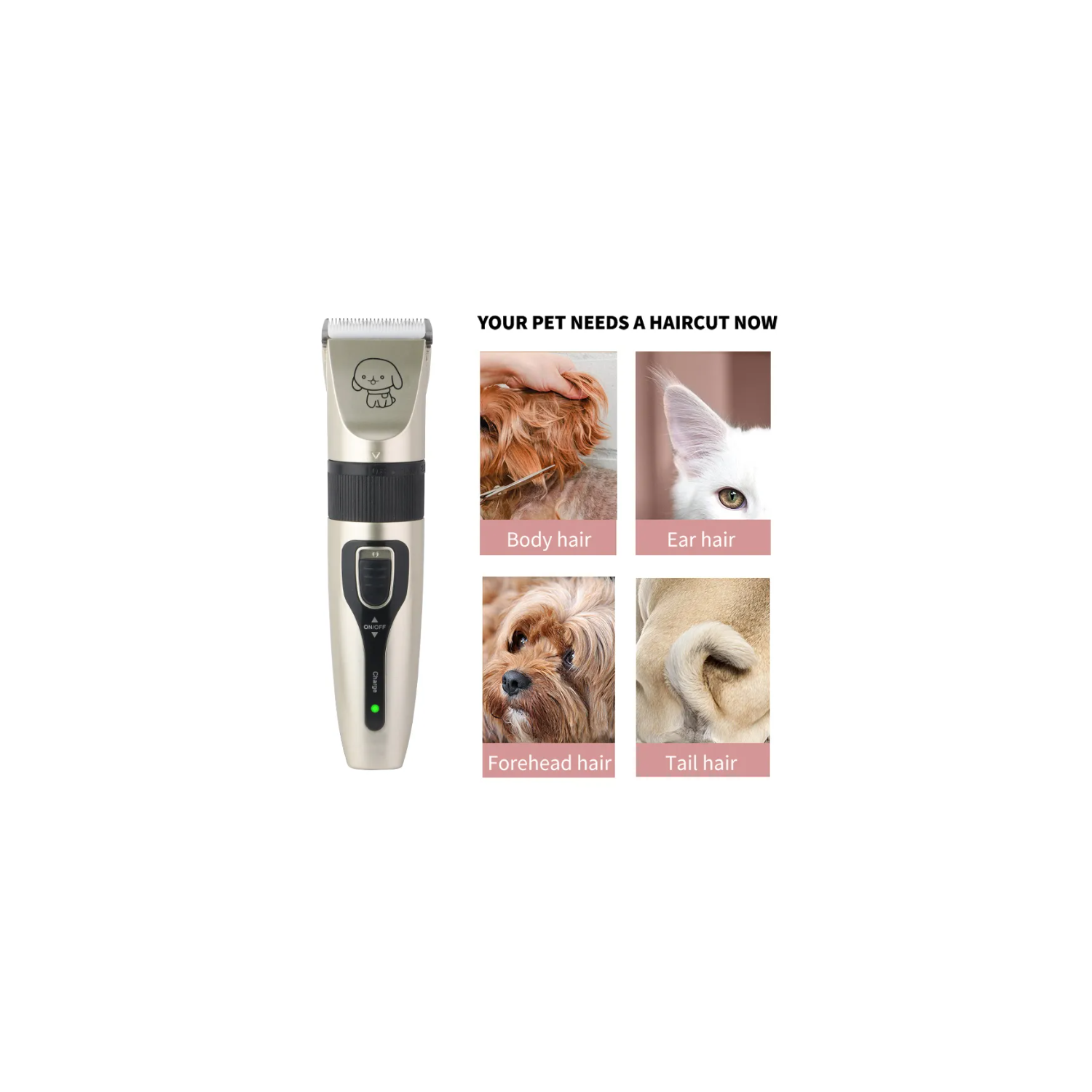 Universal pet shaver for dogs and cats, pet electric hair clippers for pet shops, bass rechargeable pet shaver, standard model