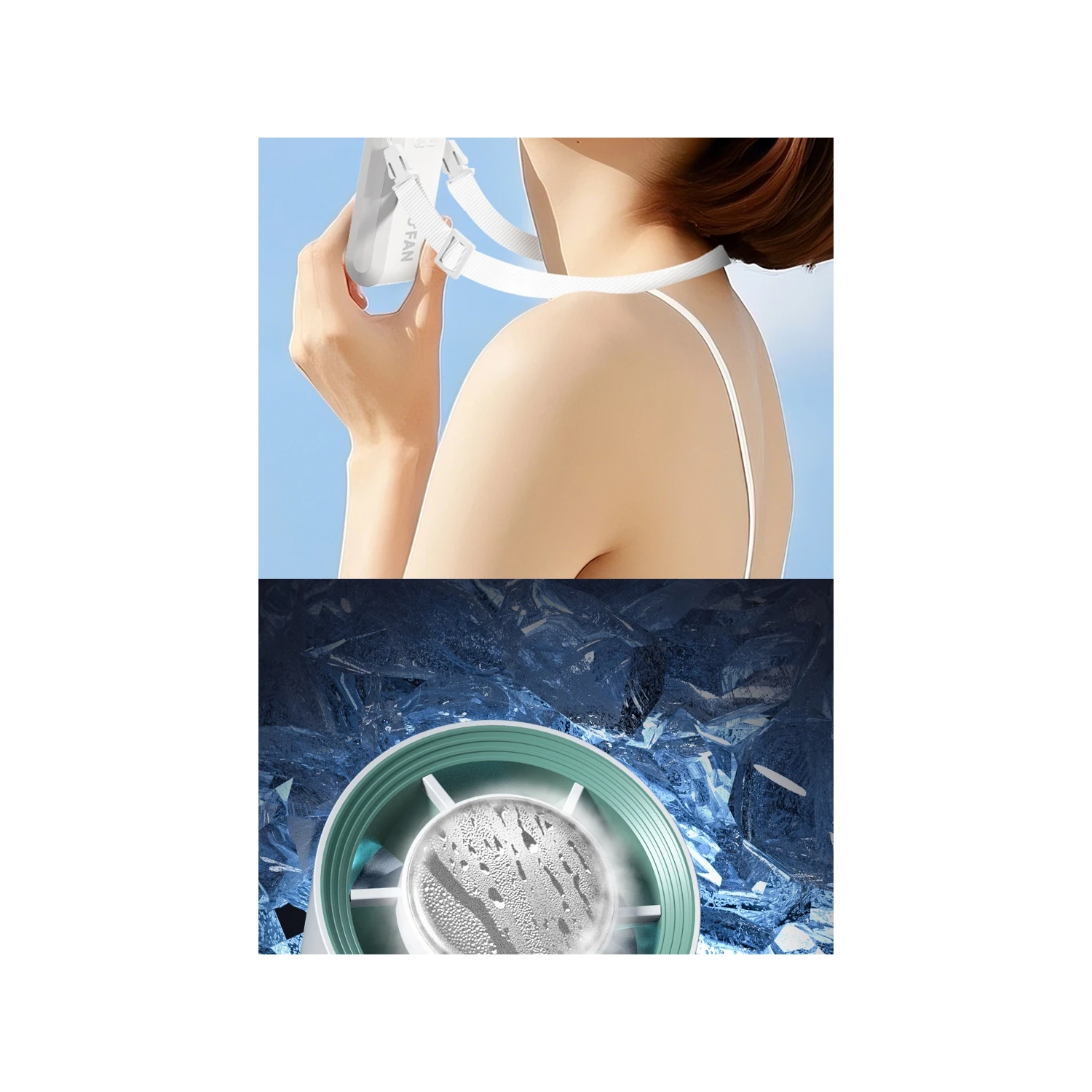 Ice high-speed handheld small fan, violent turbo fan portable rechargeable folding digital display fan 4000 mAh - ice + folding neck + 199 gear