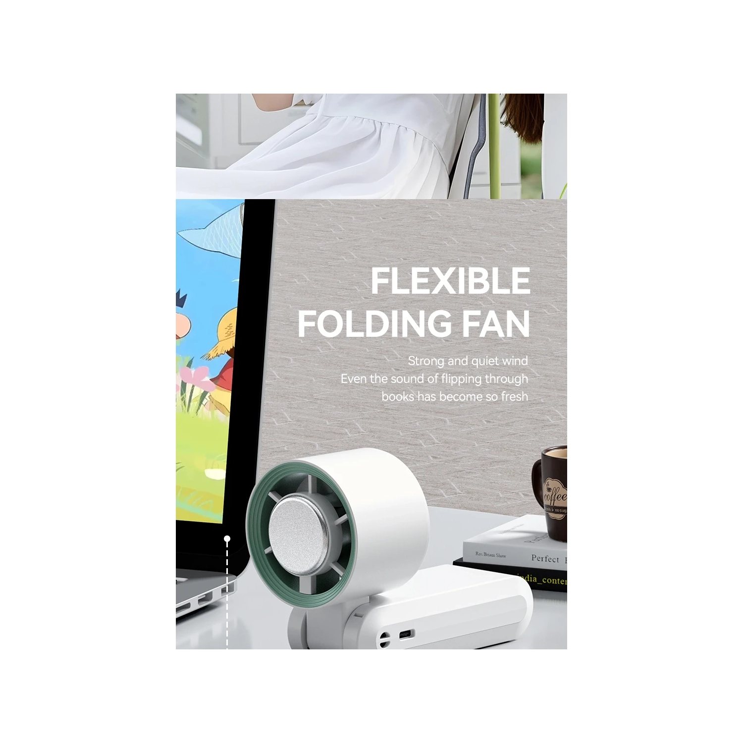 Ice high-speed handheld small fan, violent turbo fan portable rechargeable folding digital display fan 4000 mAh - ice + folding neck + 199 gear