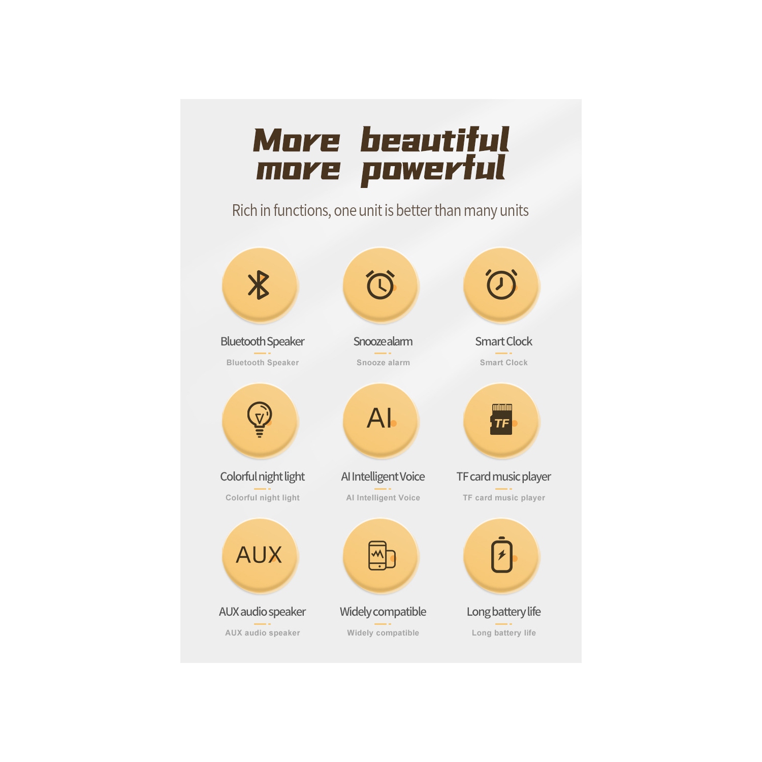 Haut-parleur Bluetooth avec volume élevé et veilleuse, réveille-matin vocal intelligent dormant étudiant avec chargement de carte, adapté pour la