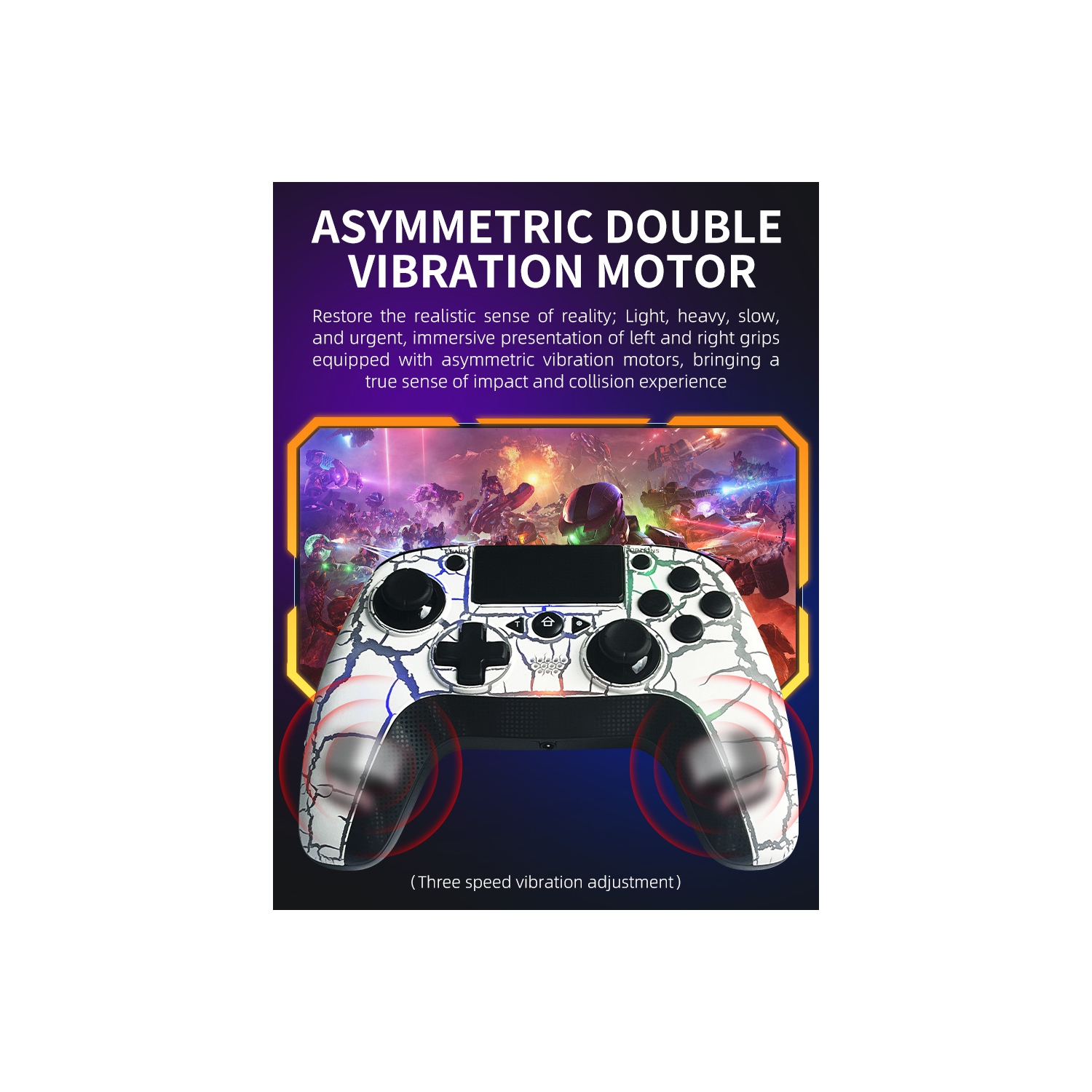 Manette de jeu PS4, programmation macro, PC sans fil compatible, manette Somatosensory à six axes RVB Crack Light pour PS4 PS5, ordinateur PS3,