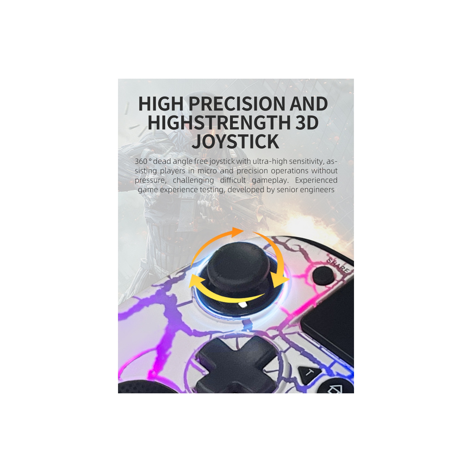 Manette de jeu PS4, programmation macro, PC sans fil compatible, manette Somatosensory à six axes RVB Crack Light pour PS4 PS5, ordinateur PS3,