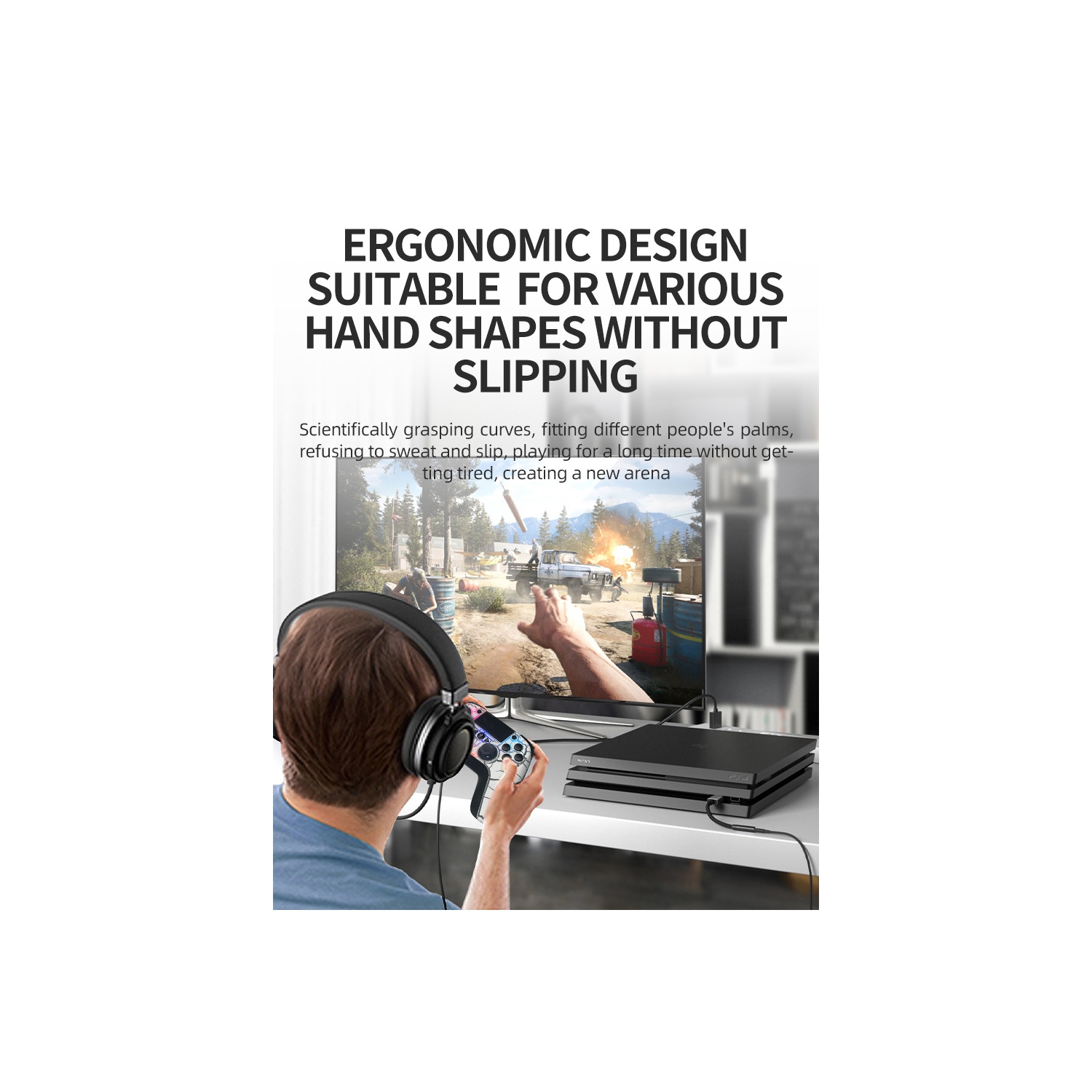 Manette de jeu PS4, programmation macro, PC sans fil compatible, manette Somatosensory à six axes RVB Crack Light pour PS4 PS5, ordinateur PS3,