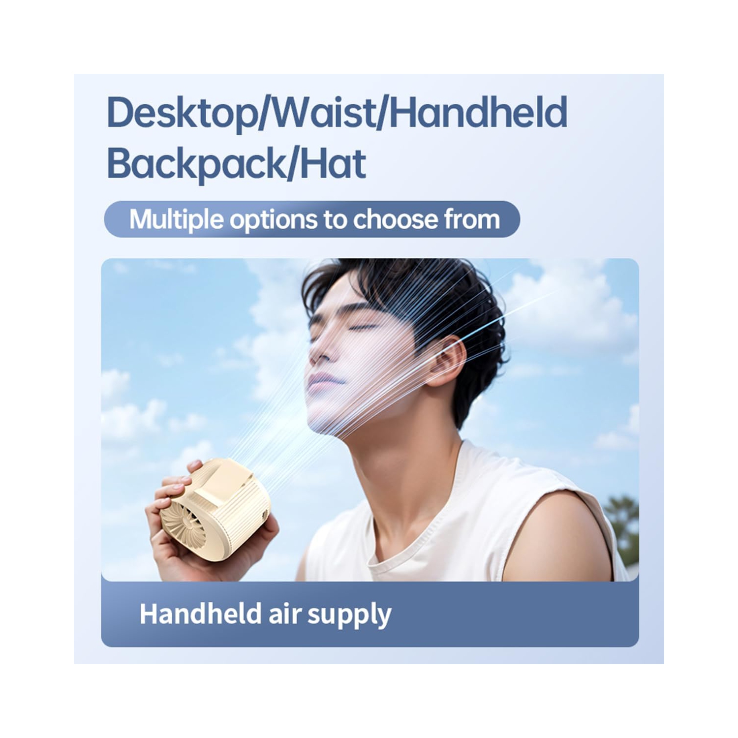 High Speed ​​Waist-Mounted Fan, Clip-On USB Desktop Mini Fan Lazy Fan, 3 Speeds, Personal Cooling for Outdoor Work, Hiking, Travel, Rechargeable