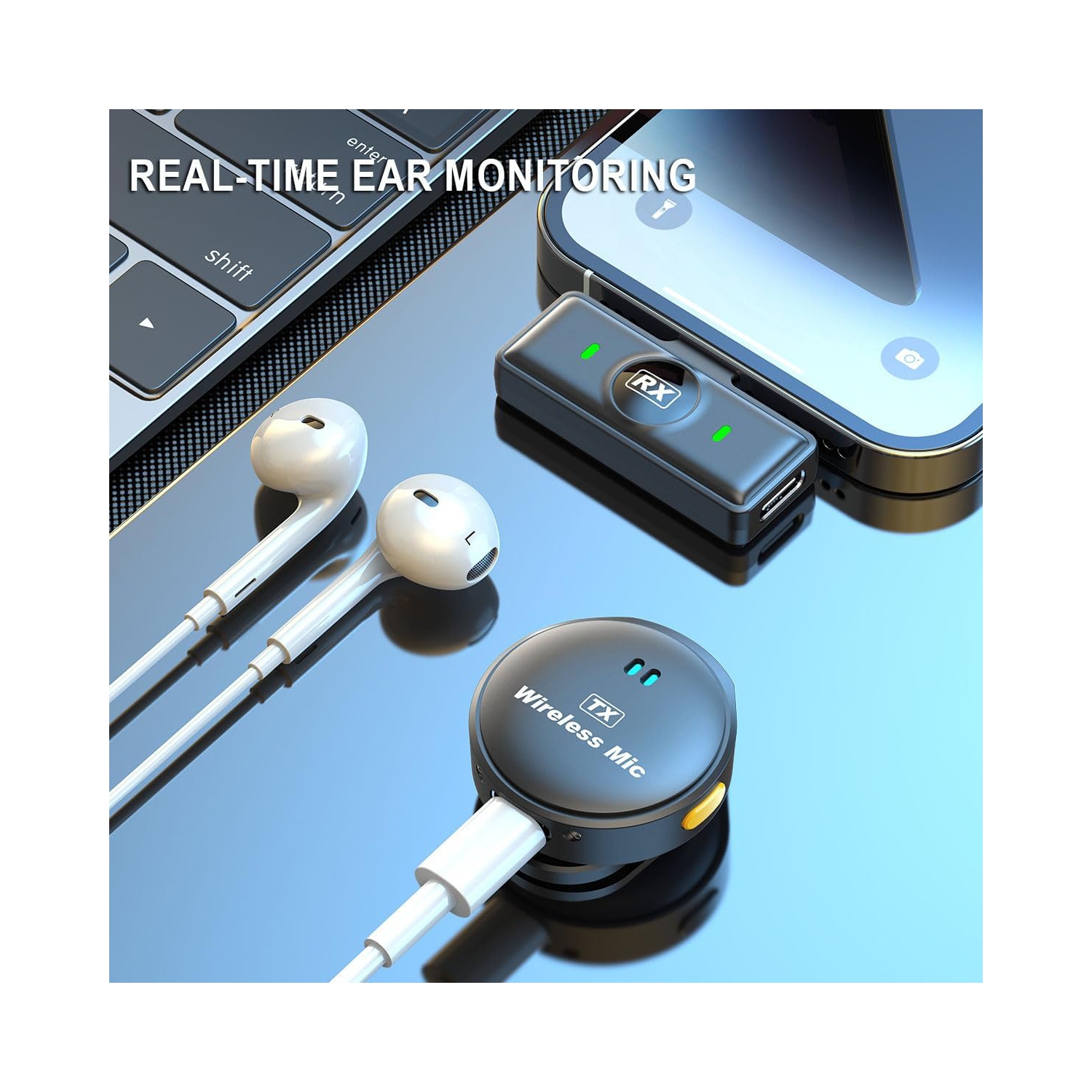 Wireless lavalier microphone, one-to-two with storage, long battery life, magnetic round shape, suitable for TikTok, YouTube, video blogging, video