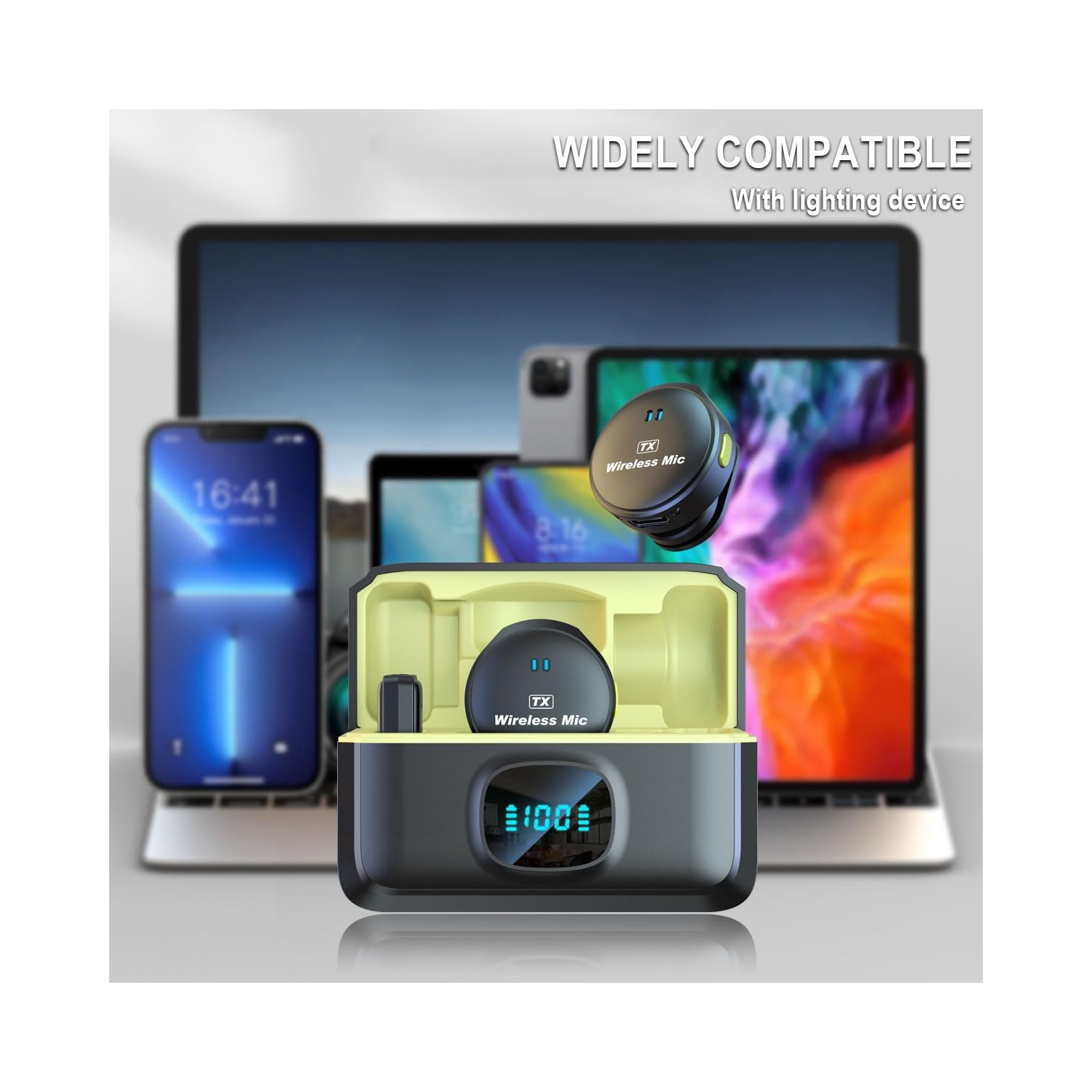 Wireless lavalier microphone, one-to-two with storage, long battery life, magnetic round shape, suitable for TikTok, YouTube, video blogging, video