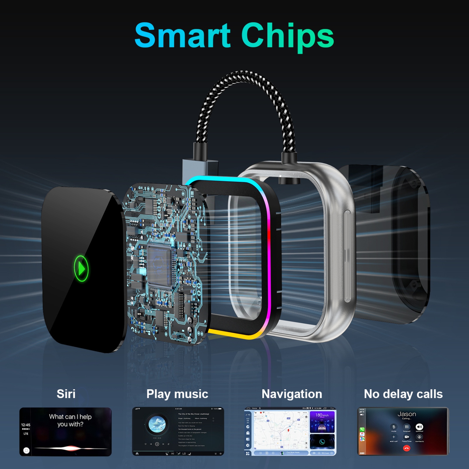Adaptateur sans fil CarPlay, adapté pour l'interconnexion de voiture intelligente Apple Android Adaptateur sans fil CarPlaysans fil CarPlay+AUTO
