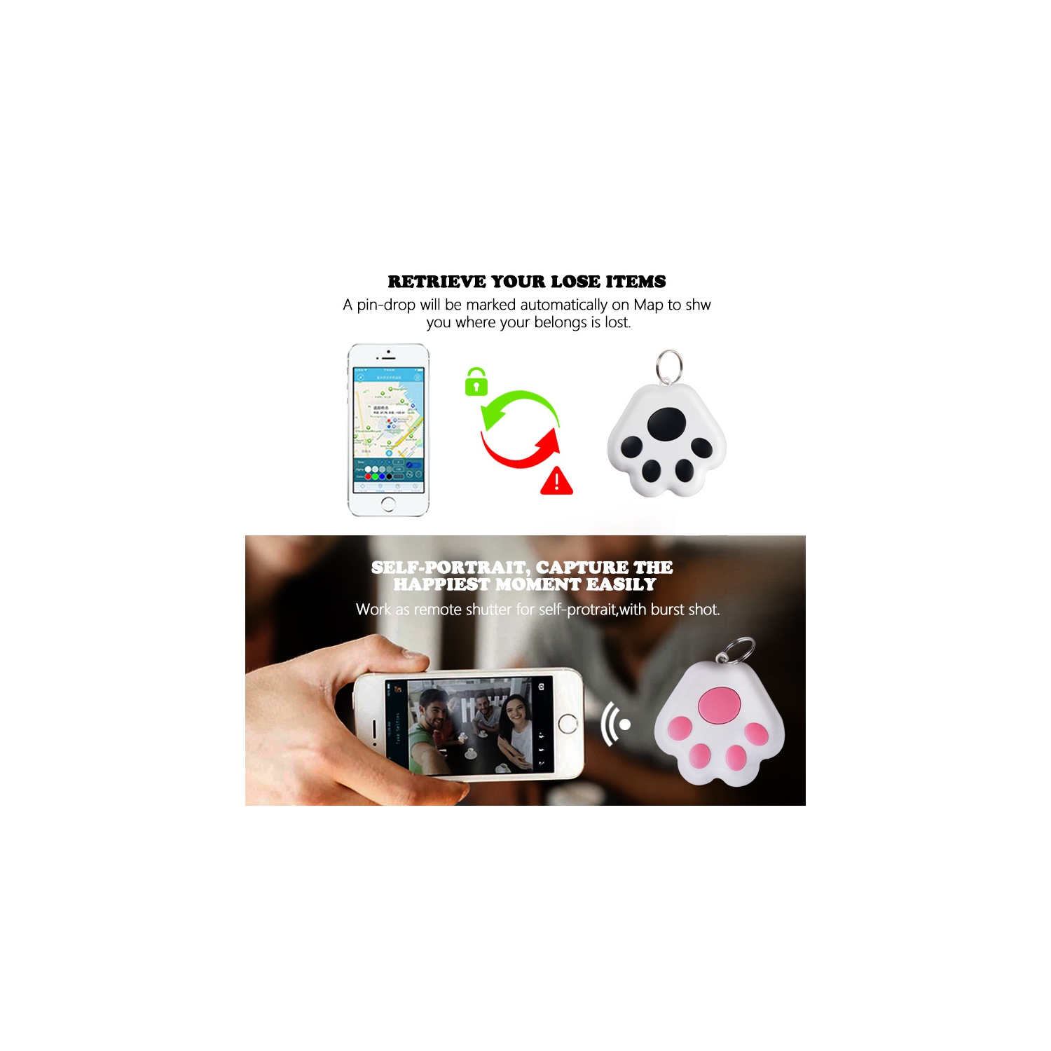 GPS, localisateur de dispositif Bluetooth anti-perte, correctif de porte-clés, afficheur de porte-clés, appareils de suivi d'animal de compagnie pour