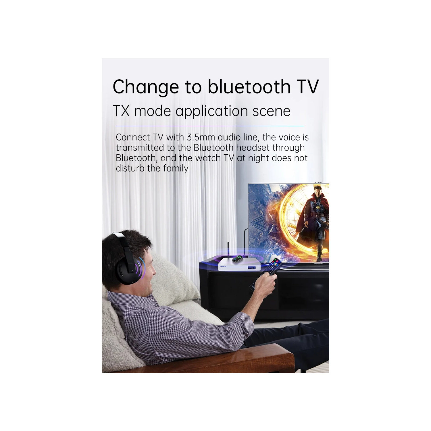 Émetteur-récepteur Bluetooth 5,0 sans fil, adaptateur audio 2-en-1, chaîne stéréo auxiliaire pour l'auto 3,5 mm pour microphone de voiture