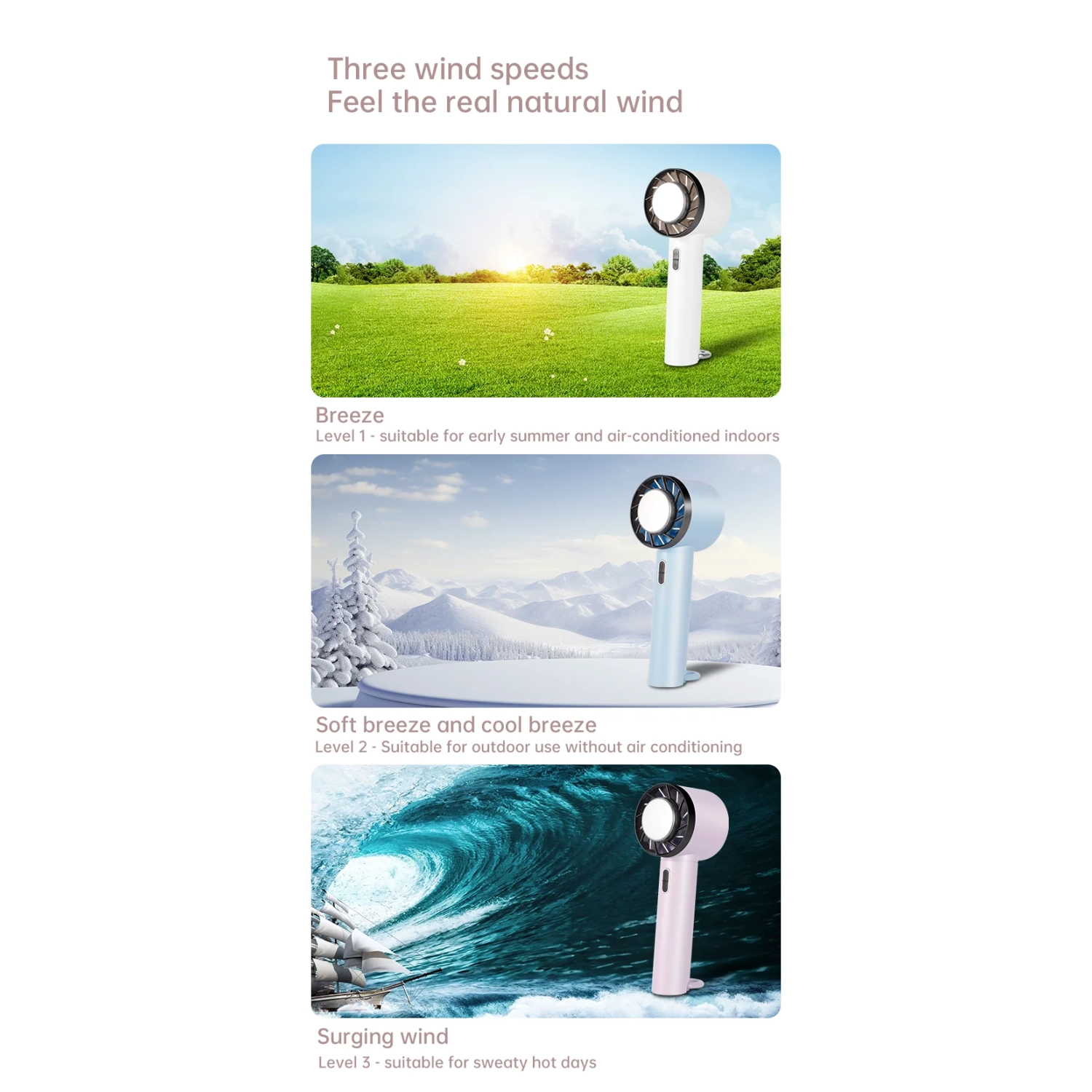 Semiconductor refrigeration handheld fan, mini outdoor portable ice cold compress USB charging high wind power desktop small fan, 2000 mAh battery -