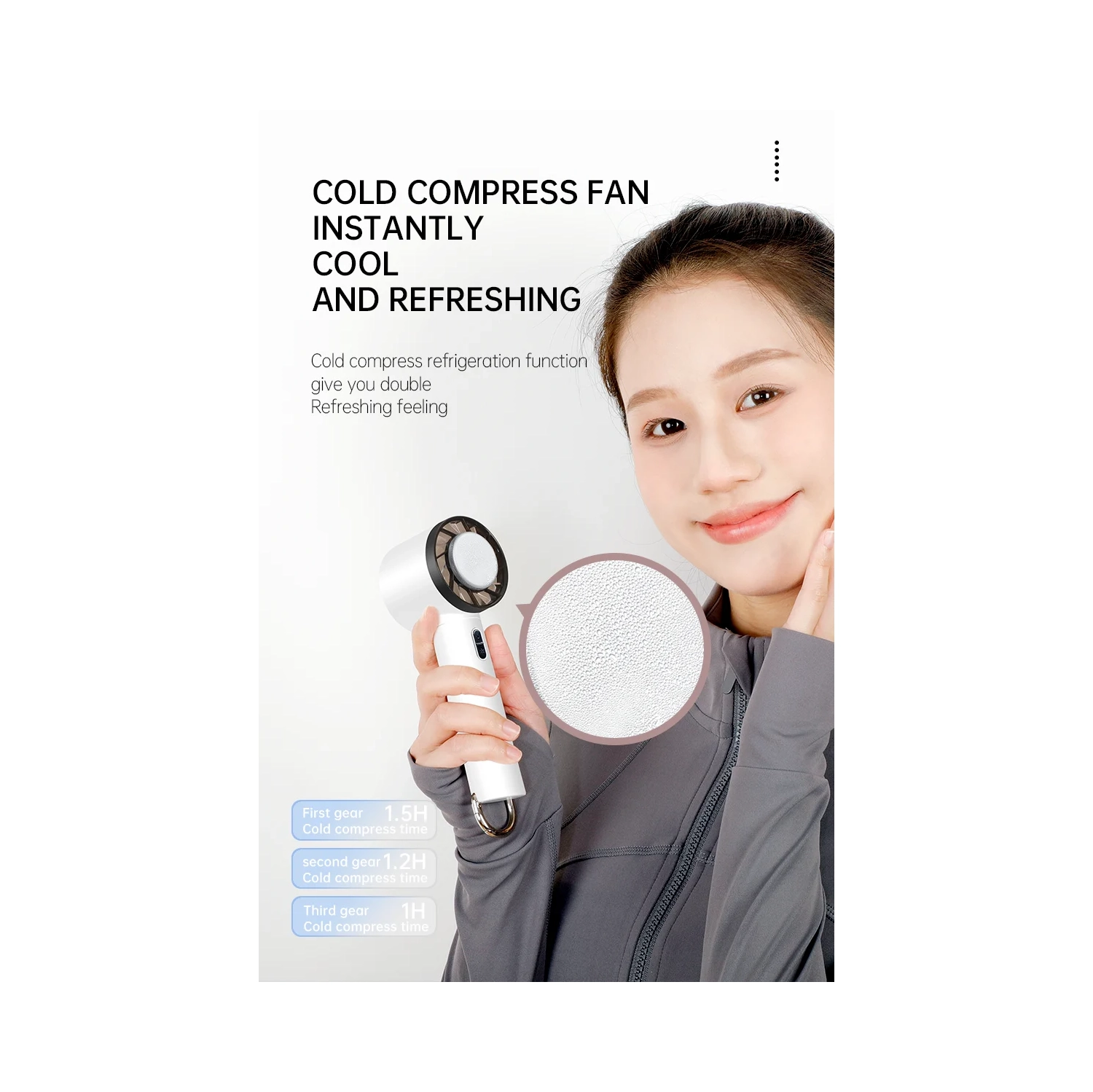 Semiconductor refrigeration handheld fan, mini outdoor portable ice cold compress USB charging high wind power desktop small fan, 2000 mAh battery -