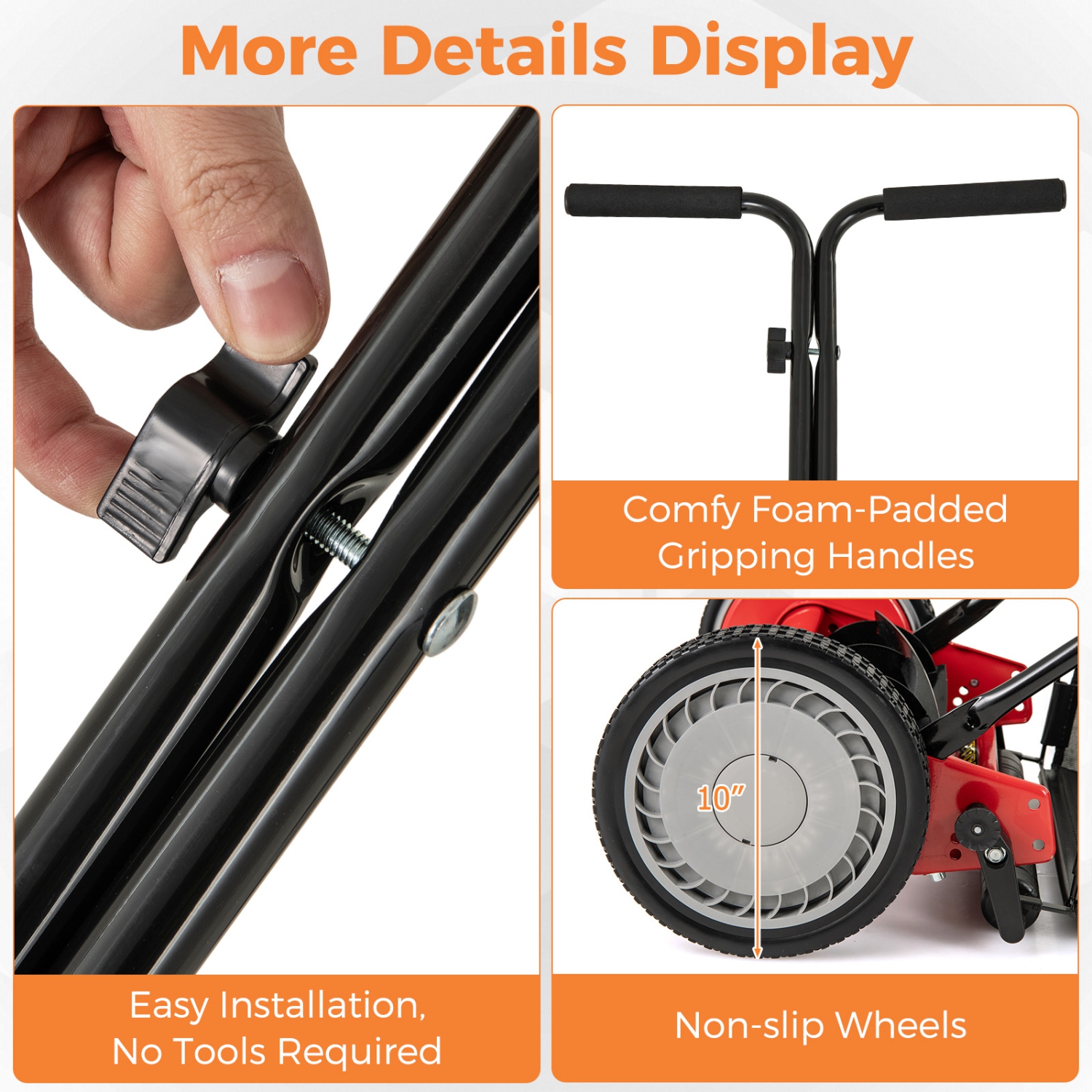 Gymax 14'' Manual Reel Mower w/ 5-Blade 6.6 Gallon Removable Grass Catcher for Garden