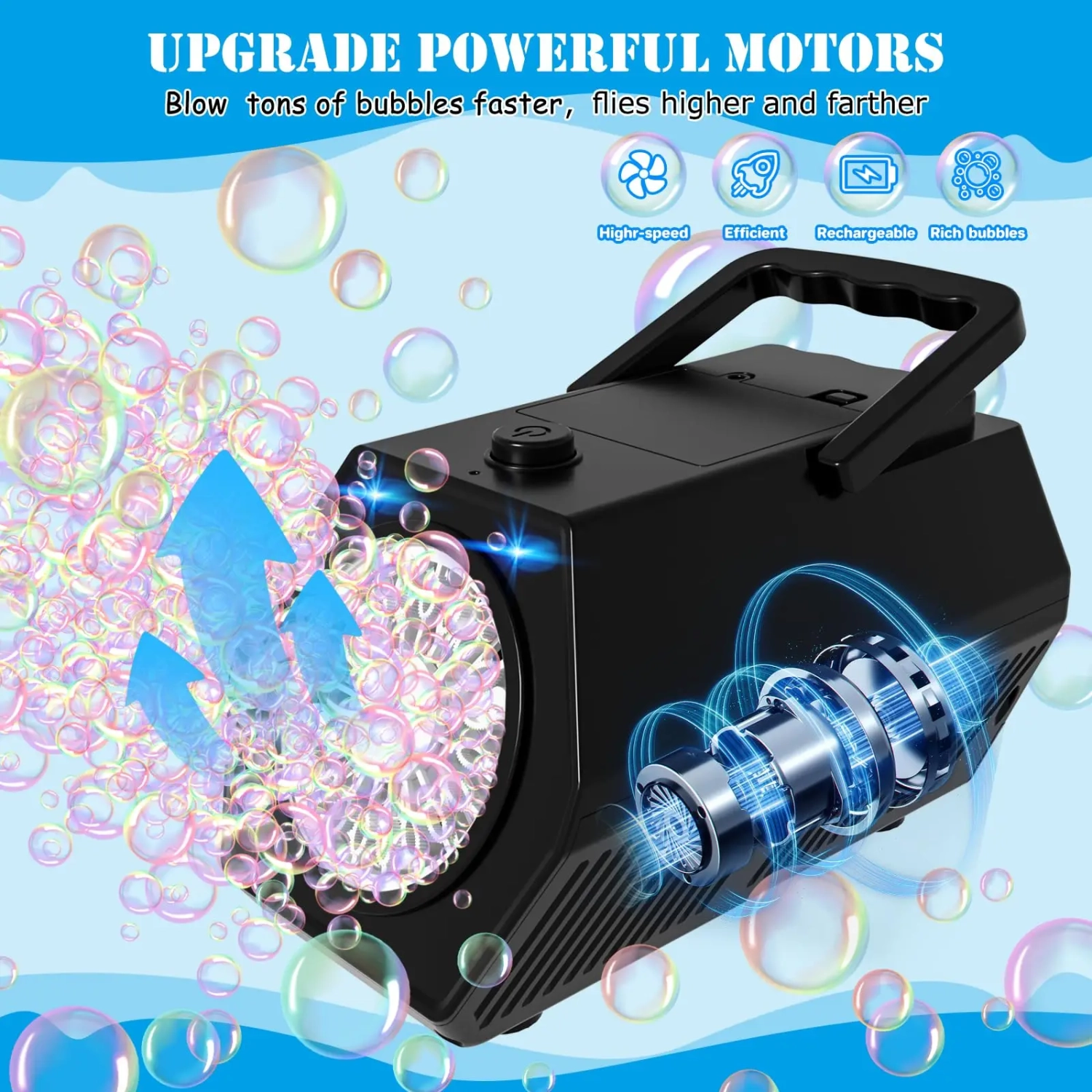 Bubble Machine Portable Bubble Blower with LED Lights 20Holes Bubble Maker for Outdoor/Indoor Wedding Party Birthday Gifts