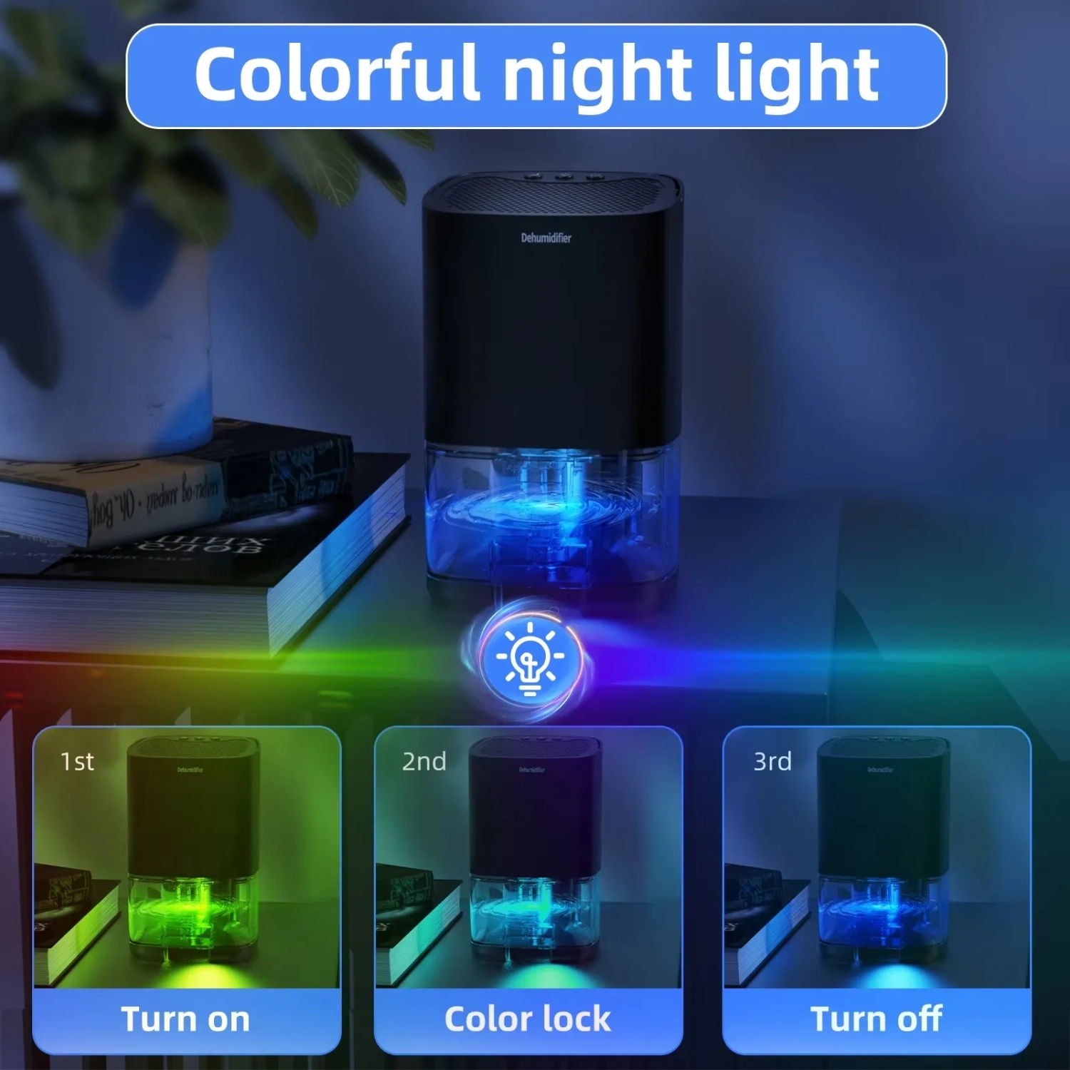 Dehumidifiers for Home 35OZ Small Dehumidifier for Bedroom with 7 LED Lights, Quiet & Auto Shut off Dehumidifier for Bathroom Basement Closet