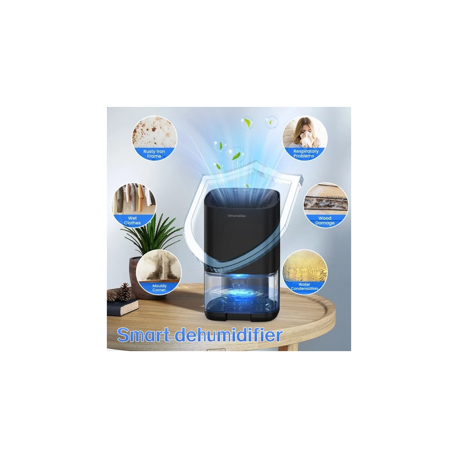 Dehumidifiers for Home 35OZ Small Dehumidifier for Bedroom with 7 LED Lights, Quiet & Auto Shut off Dehumidifier for Bathroom Basement Closet