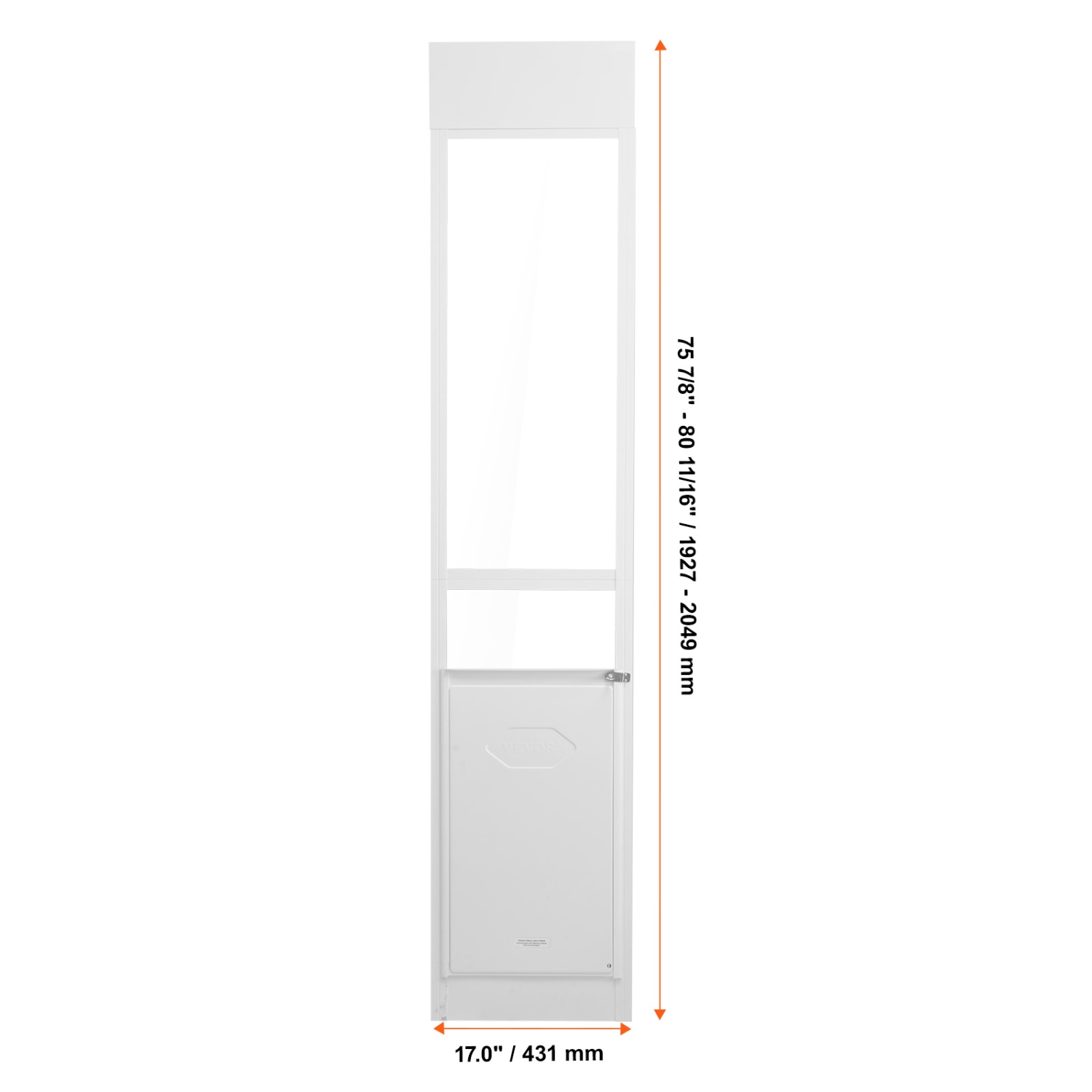 VEVOR 75 7/8"-80 11/16" Dog Door for Sliding Glass Door, Height Adjustable, Aluminum Frame Tempered Glass Pet Door with Hinge Structure Flap and Lock