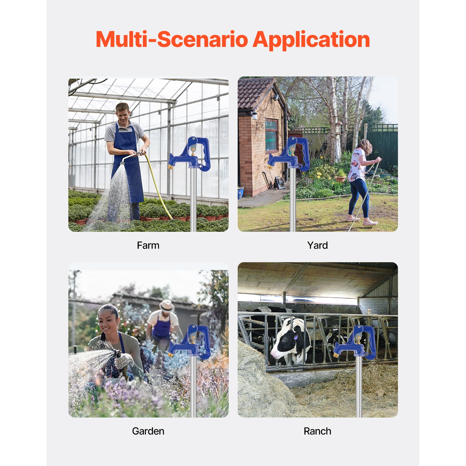 VEVOR Frost Free Outdoor Faucet, Freeze Proof Yard Hydrant Complete Head Assembly, with 1" NPT Galvanized Pipe Thread & 3/4" Hose for Yard, Garden,