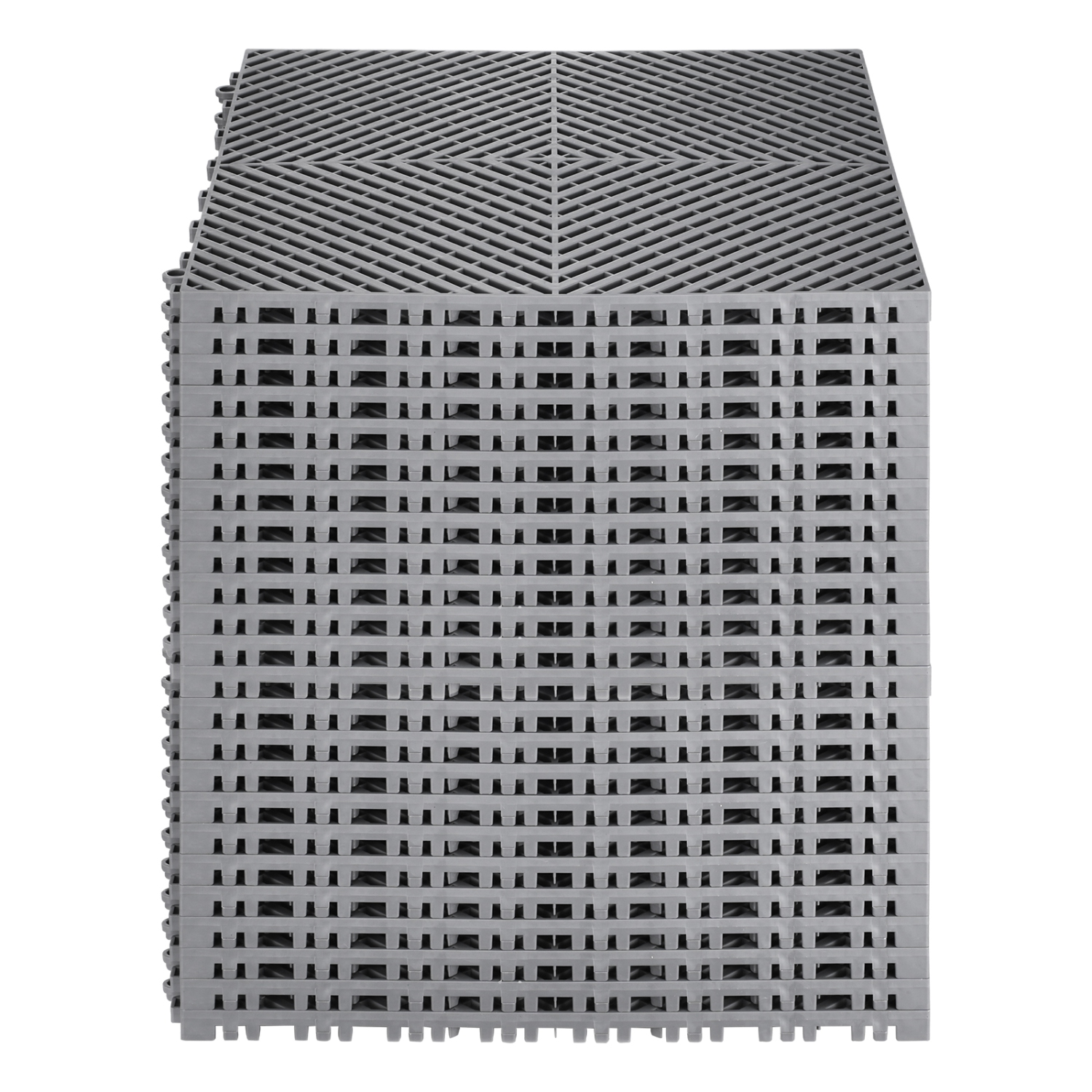 VEVOR 15.7” x 15.7”Interlocking Drainage Mat, Modular Interlocking Cushion, 24 Pcs Splicing Drainage Mats, Non-Slip Gray PP Drainage Floor Tile and