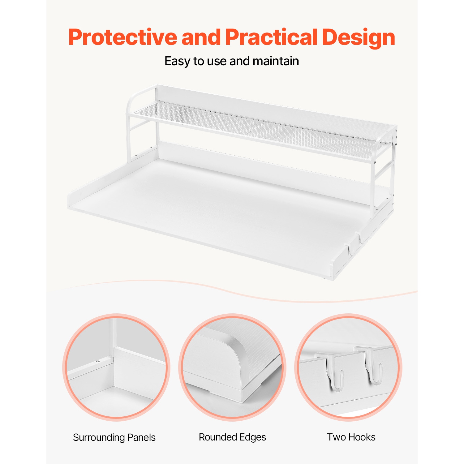 Laveuse-sécheuse de comptoir de 54 x 27&nbsp;po avec tablette à 2 niveaux, comptoir en bois pour laveuse et sécheuse avec tampons antidérapants,
