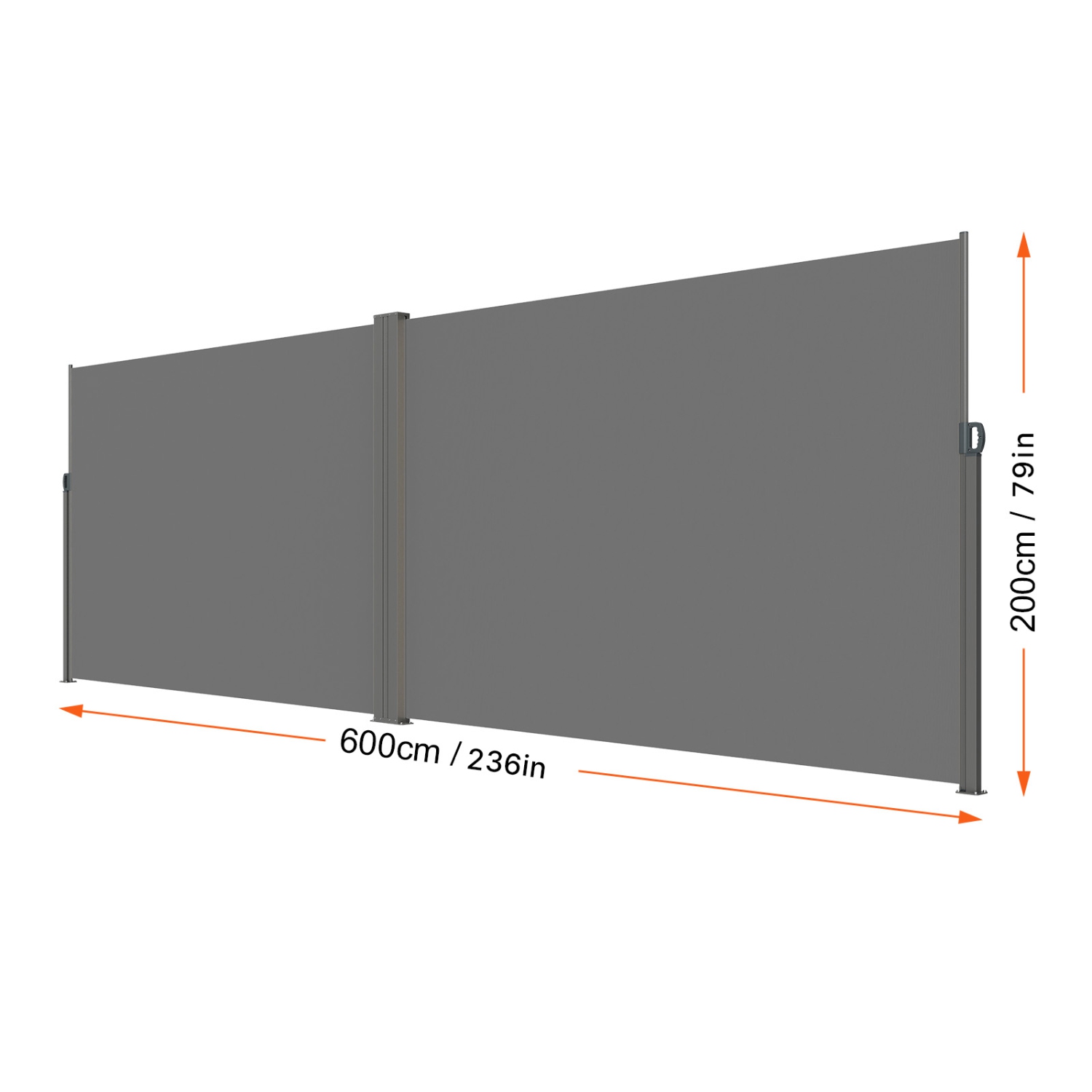 Auvent latéral rétractable VEVOR 79 x 236&nbsp;po, écran d'intimité extérieur, écran de terrasse rétractable en polyester 180&nbsp;g étanche, écran