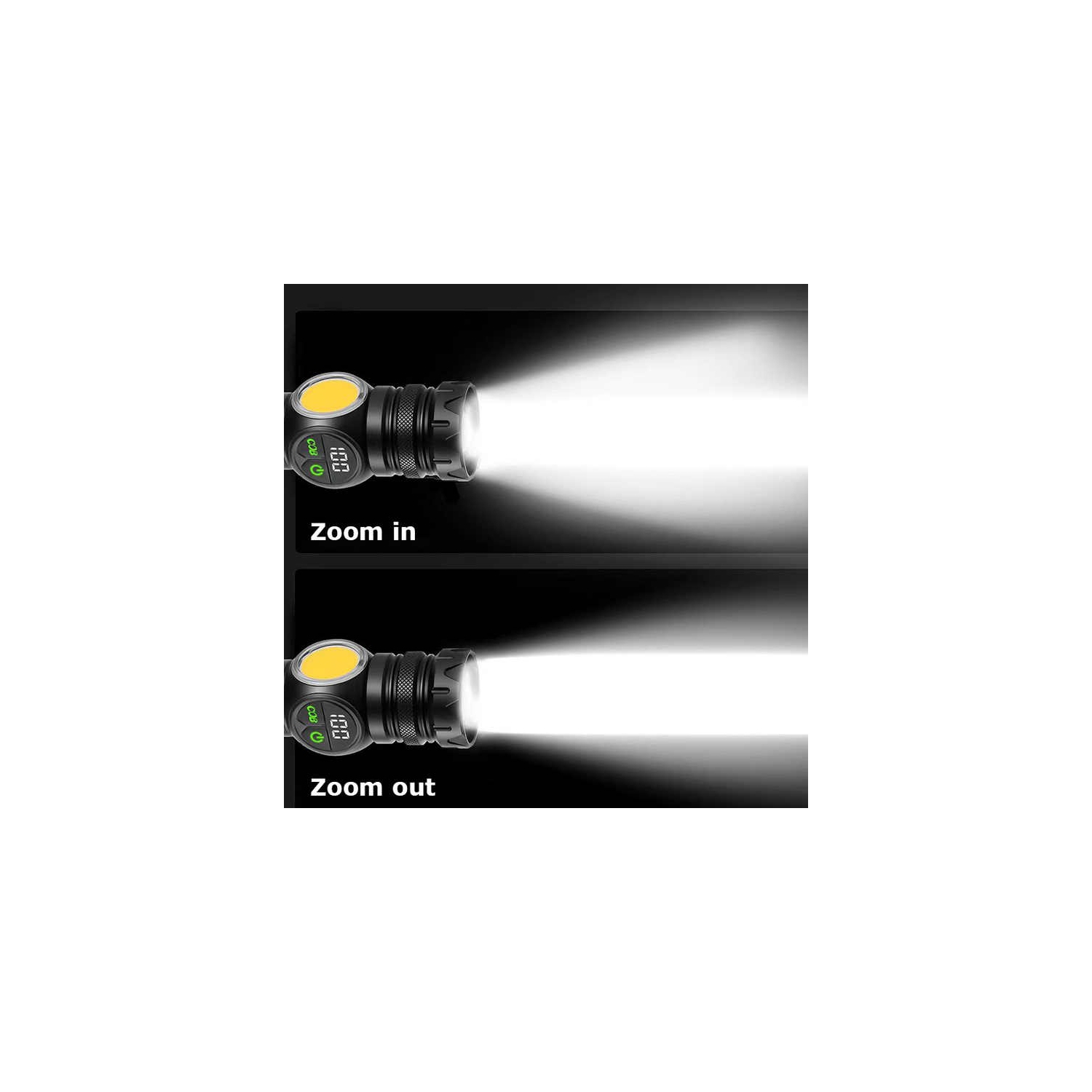 Zoom longue portée COB + lampe de poche laser blanche lumière forte LED lampe de poche extérieure de camping [y compris 1 26650 batterie