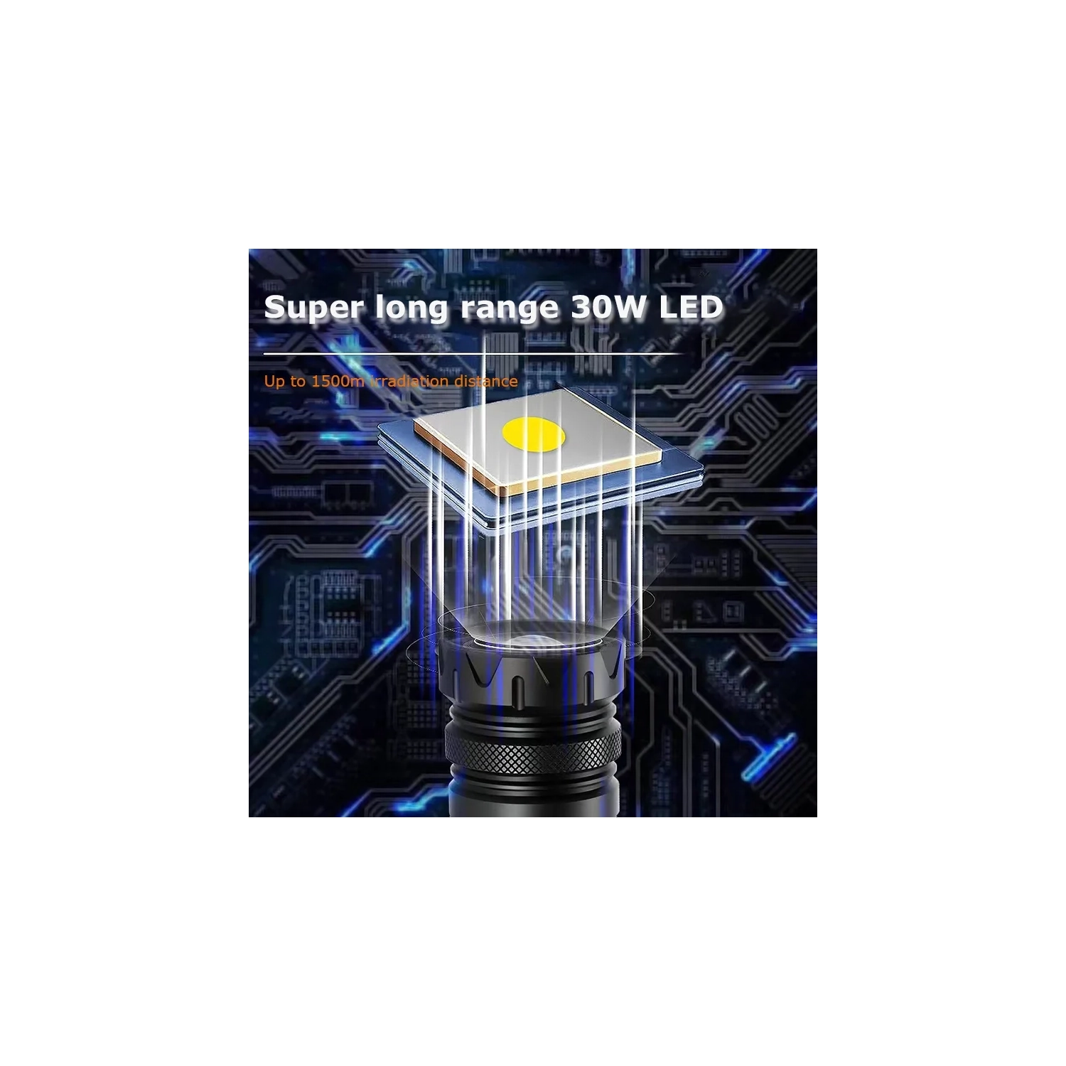 Zoom longue portée COB + lampe de poche laser blanche lumière forte LED lampe de poche extérieure de camping [y compris 1 26650 batterie