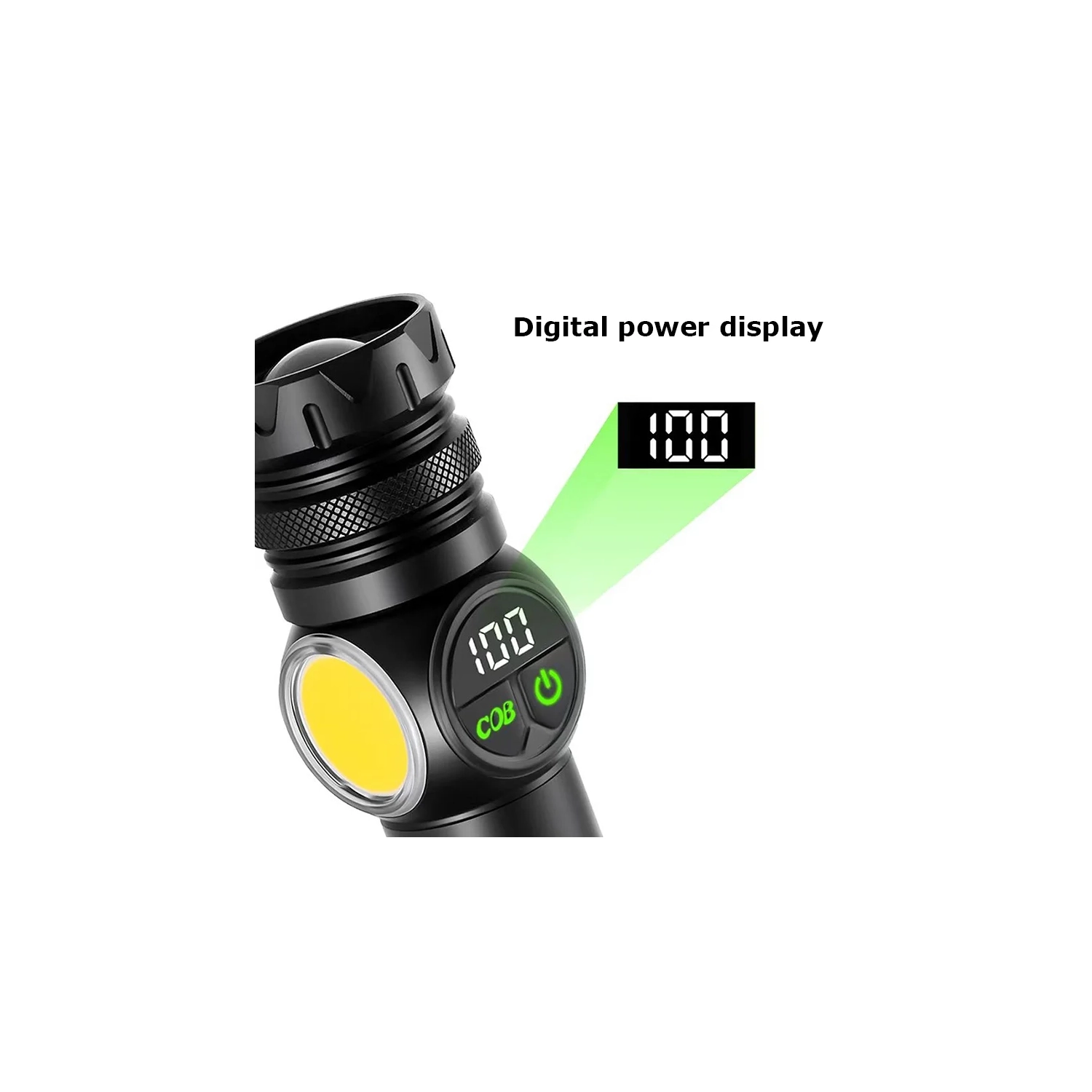 Zoom longue portée COB + lampe de poche laser blanche lumière forte LED lampe de poche extérieure de camping [y compris 1 26650 batterie