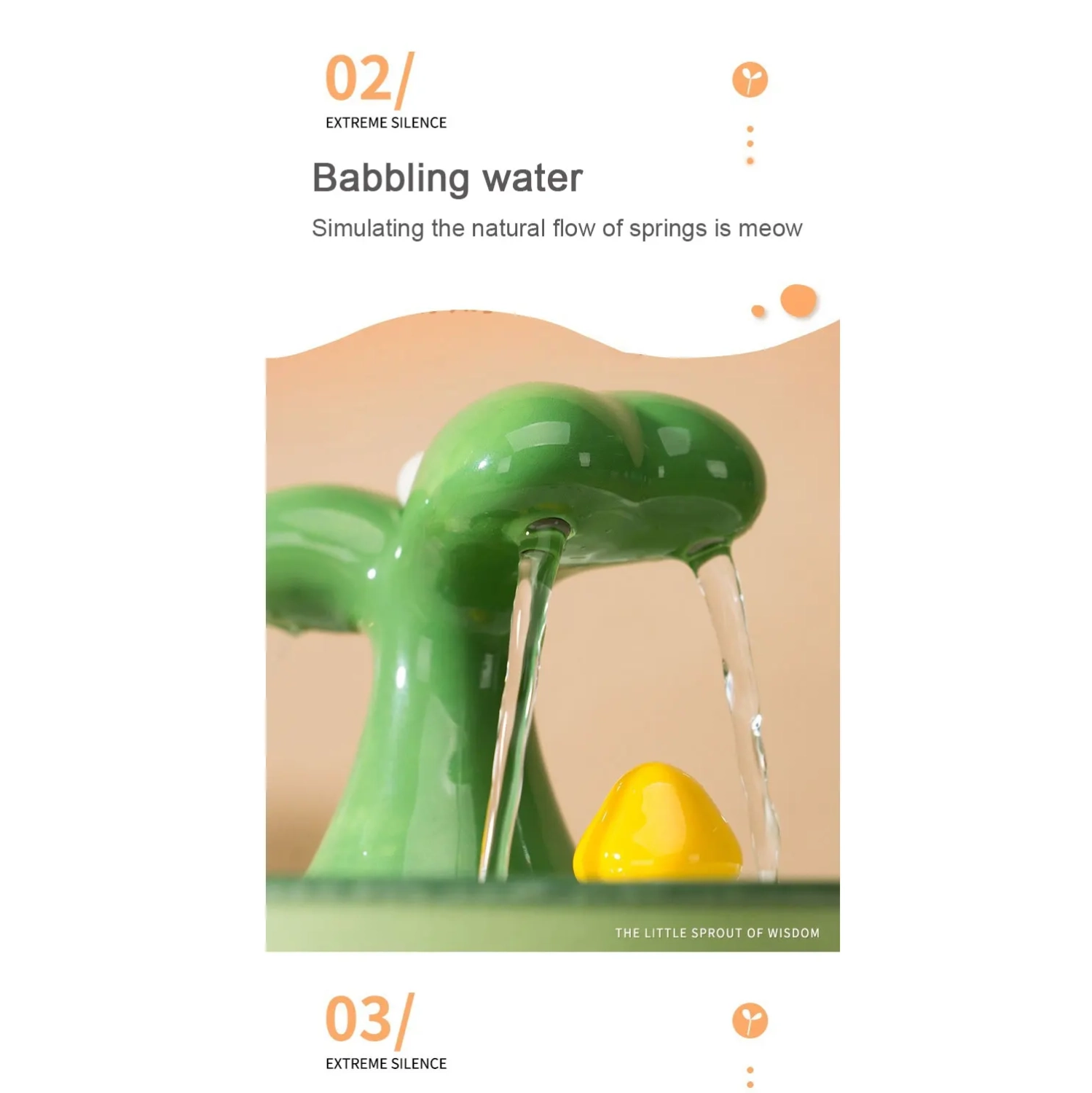 Cat automatic drinking fountain ceramic water dispenser filter flow circulation cat dog drinking water electric pet supplies - green sapling