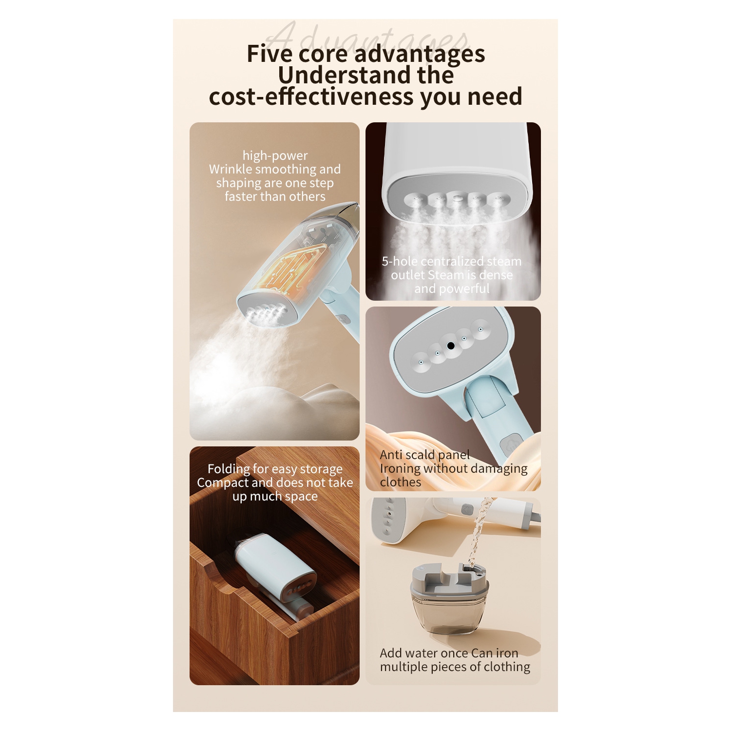 Vêtement portatif Fer à vapeur Dormitory Petit vêtement pliant portatif Brosse à repasser à vapeur - HB-668 Repassage à vapeur [bleu] - American