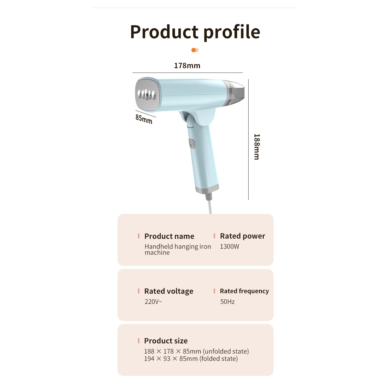 Vêtement portatif Fer à vapeur Dormitory Petit vêtement pliant portatif Brosse à repasser à vapeur - HB-668 Repassage à vapeur [bleu] - American