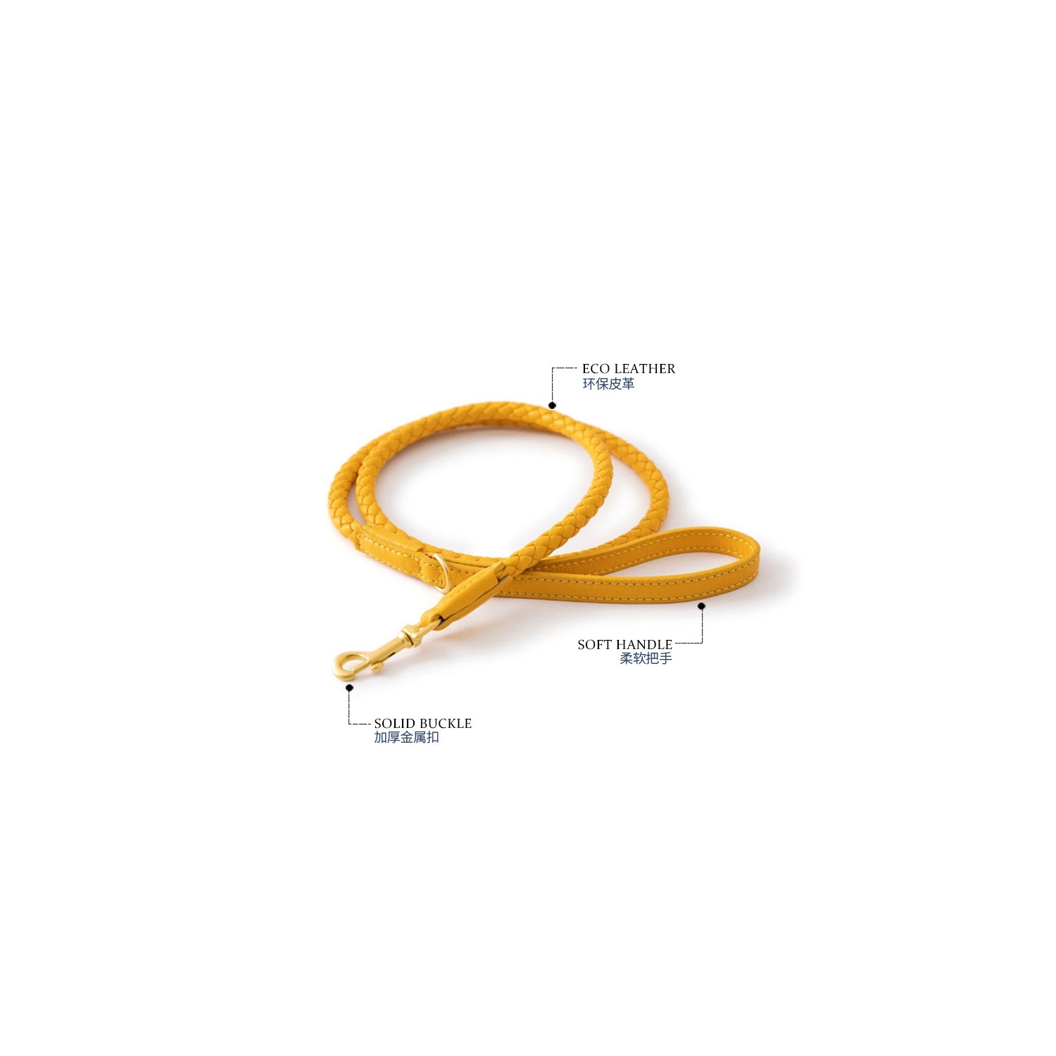 Braided leather dog leash pet collar dog walking rope dog leash for small and medium dogs - mist gray M+ (120cm leash)