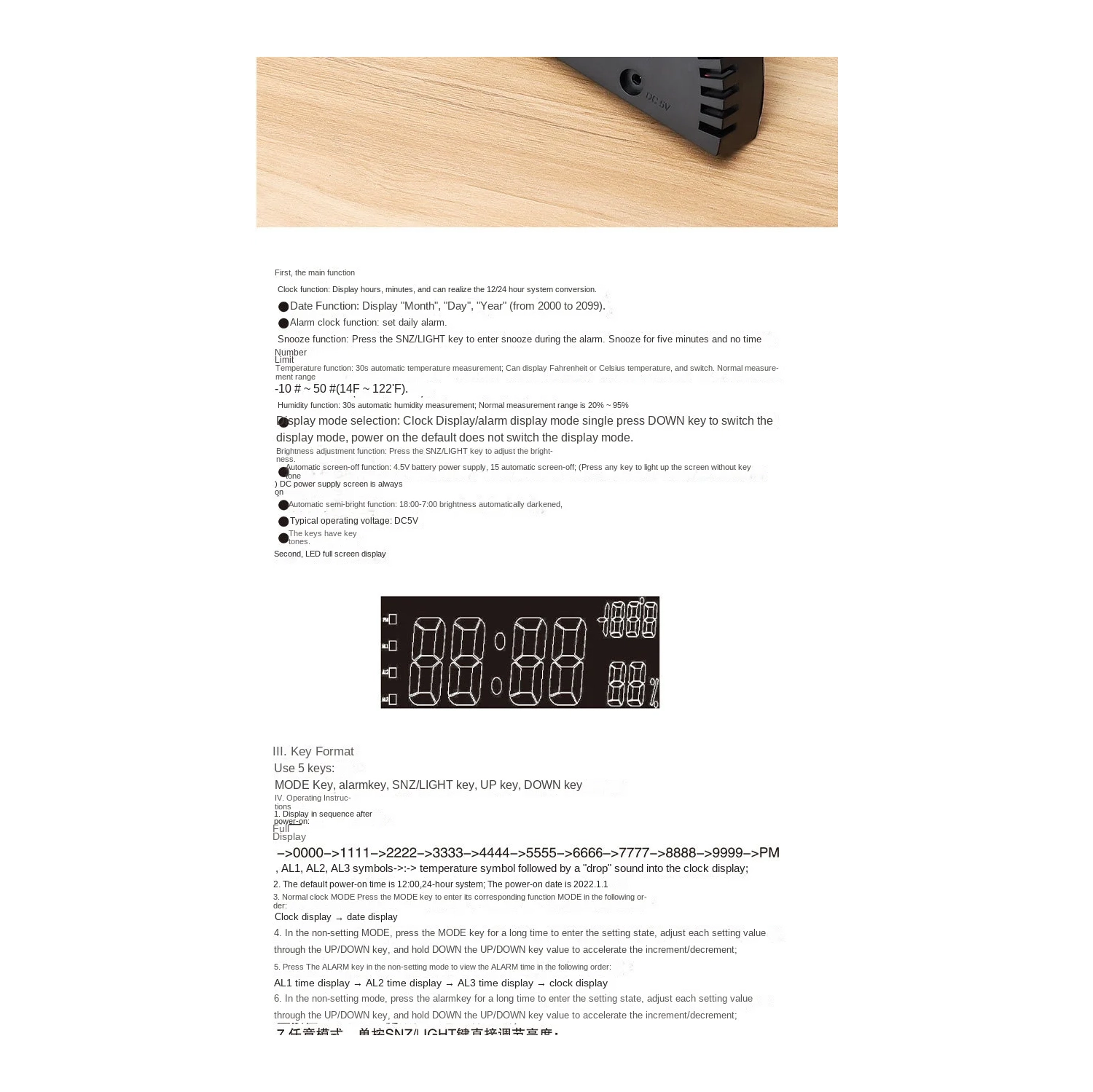 Desktop bedroom alarm clock geometric shape LED mirror electronic clock snooze digital temperature and humidity student alarm clock LED mirror