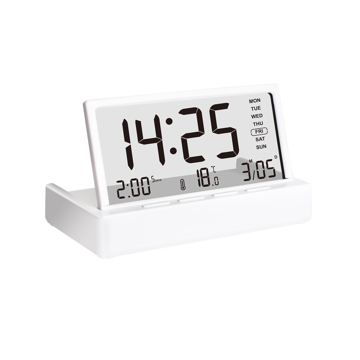New LCD folding alarm clock desktop multi-function temperature large screen display simple transparent electronic clock with transparent temperature,