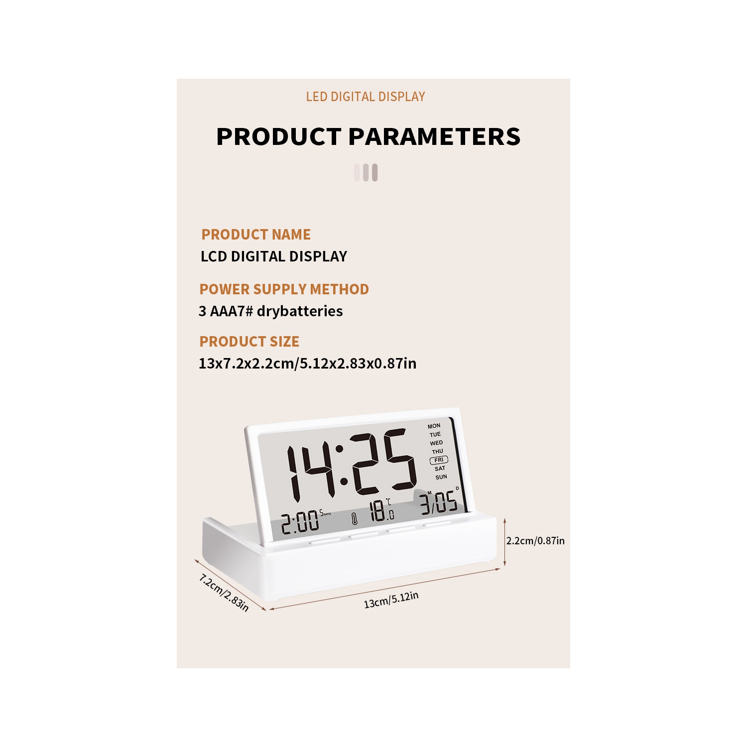 New LCD folding alarm clock desktop multi-function temperature large screen display simple transparent electronic clock with transparent temperature,