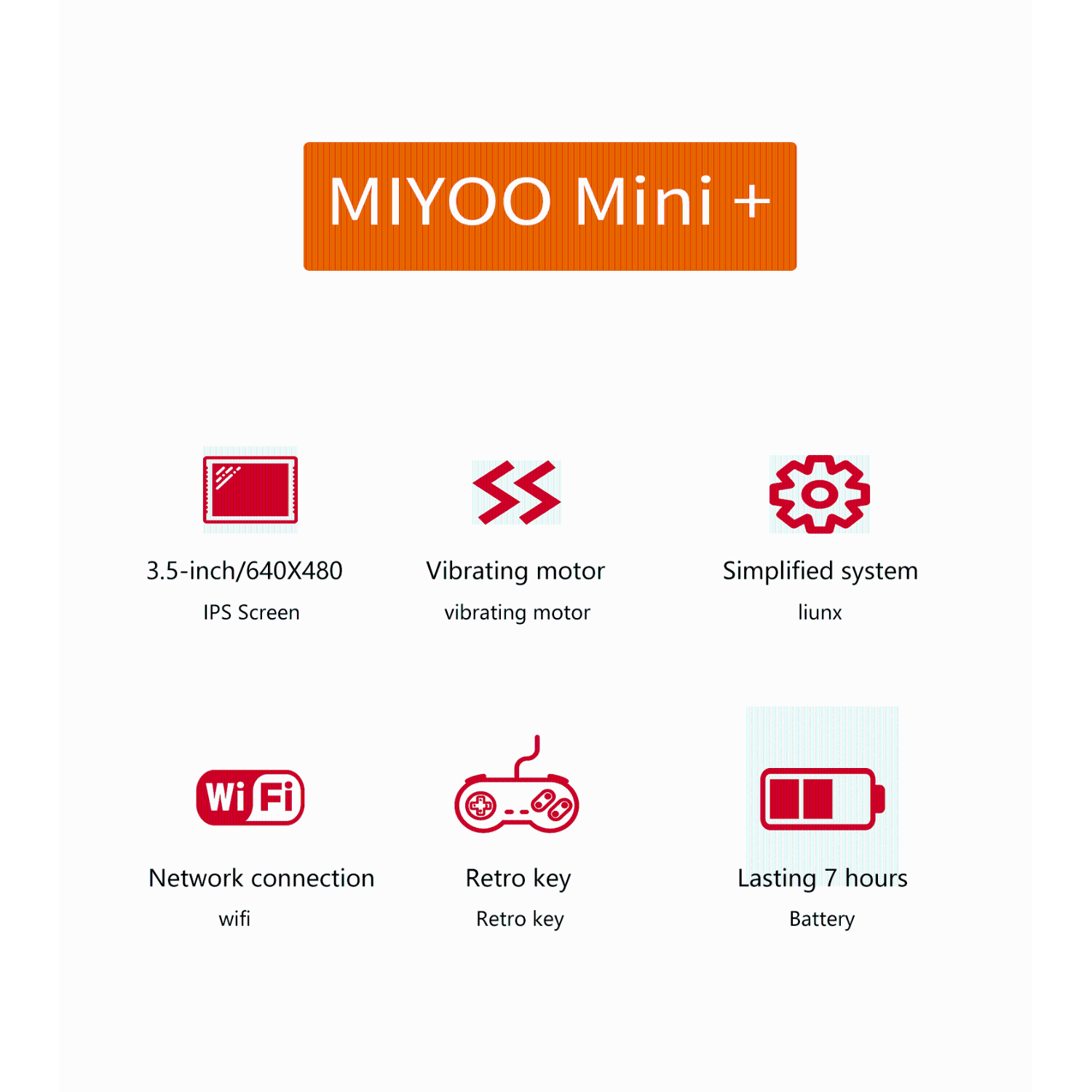 Miyoo mini plus+ game console retro classic nostalgic 3.5-inch HD screen GBA handheld, a variety of classic games - gray 32G