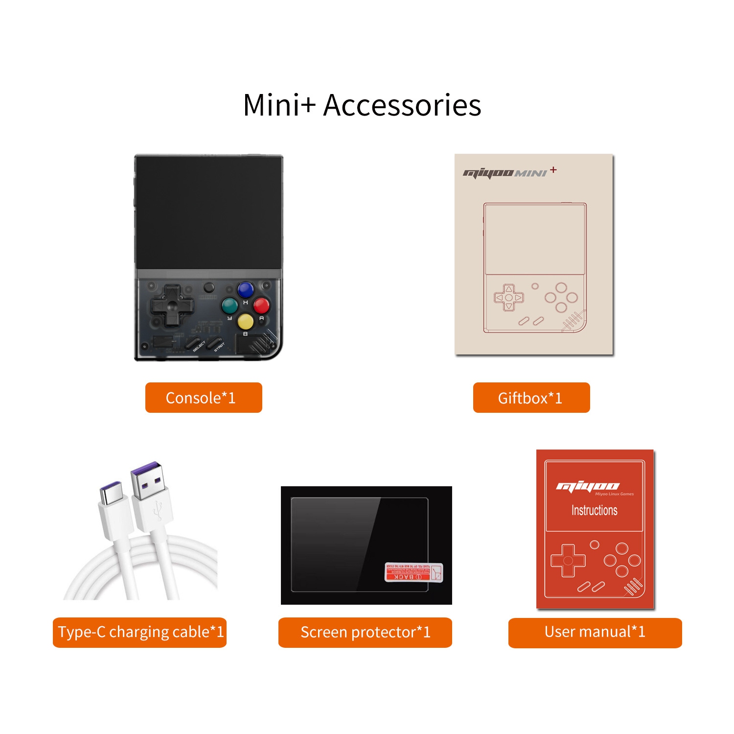 Miyoo mini plus+ game console retro classic nostalgic 3.5-inch HD screen GBA handheld, a variety of classic games - gray 32G