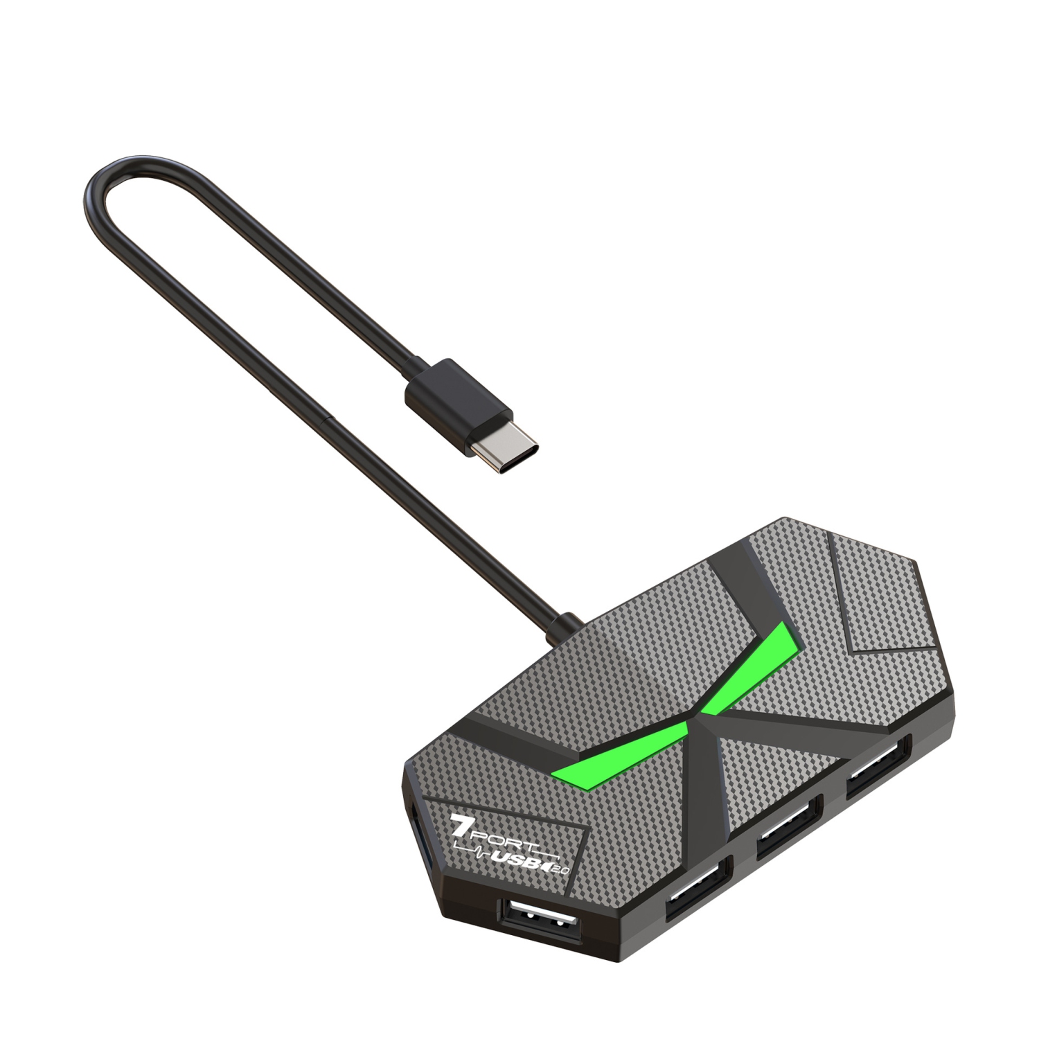 Répartiteur de lumière d'ambiance colorée pour étendre le transfert d'un à plusieurs portables avec le concentrateur SB-USB 2.0 7 ports 0,3&nbsp;m