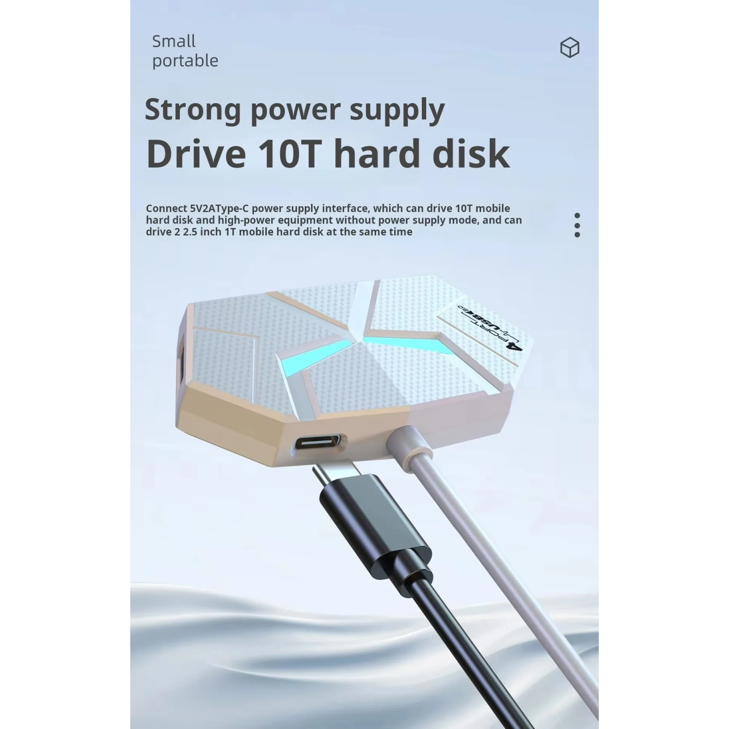 Répartiteur de lumière d'ambiance colorée pour étendre le transfert d'un à plusieurs portables avec le concentrateur SB-USB 2.0 7 ports 0,3&nbsp;m