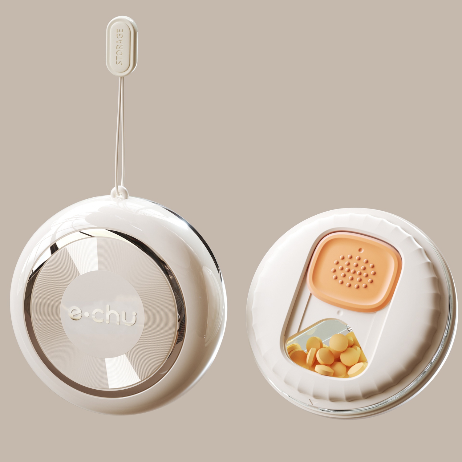 Portable Multi-compartment Travel Pill Box for Storing Pills, Convenient for Weekend Travel and Outdoor Activities - Cream [Four Compartments Sealed