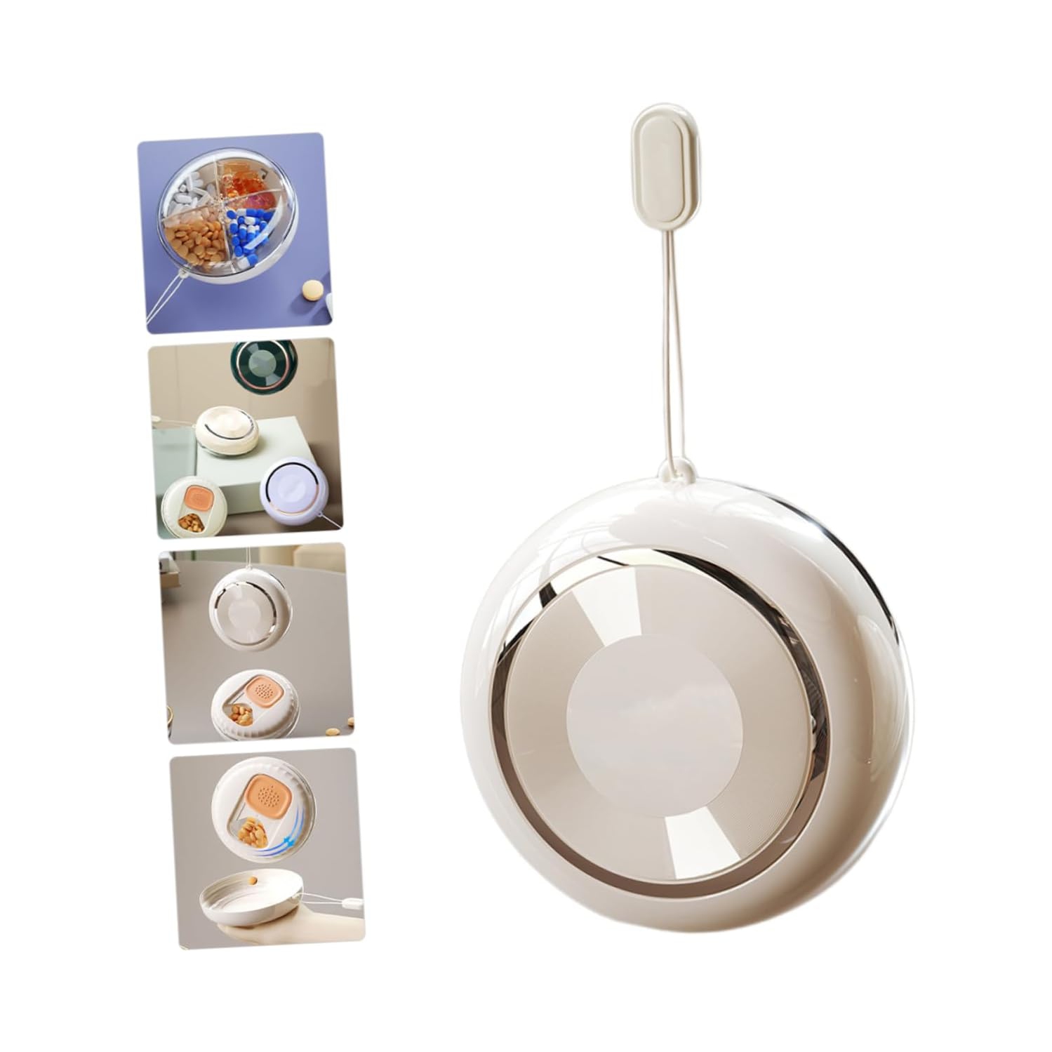 Portable Multi-compartment Travel Pill Box for Storing Pills, Convenient for Weekend Travel and Outdoor Activities - Cream [Four Compartments Sealed