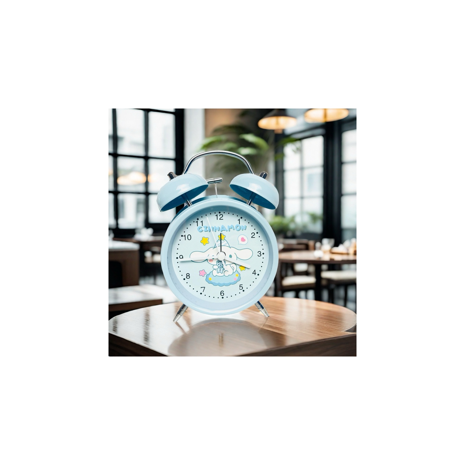 Popular cartoon silent alarm clock metal 4-inch high volume student children's table clock color alarm clock battery-powered - star cinnamon color