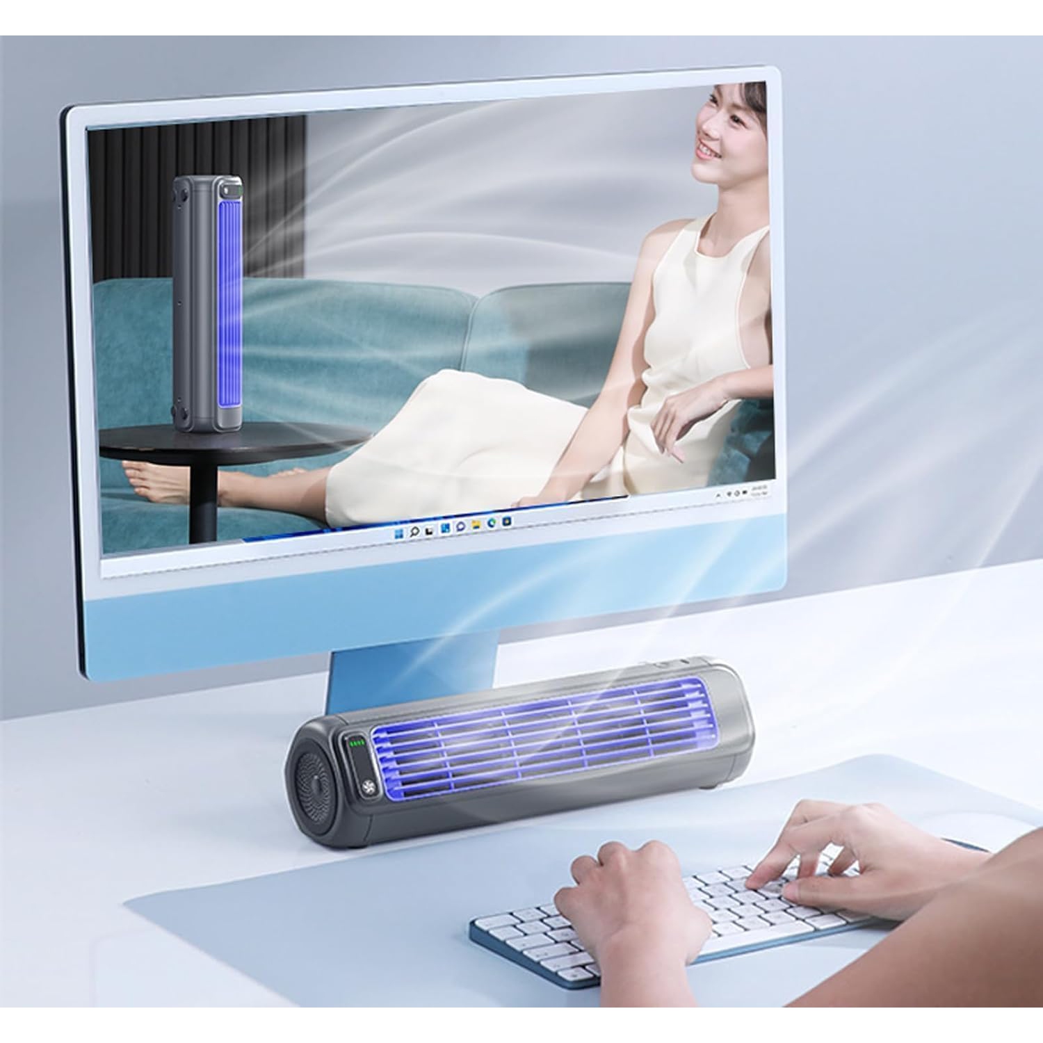 Wall-Mounted Silent Circulation Fan, Portable Tower Fan with Floor and Tabletop Stand for Bedroom, Office, Kitchen